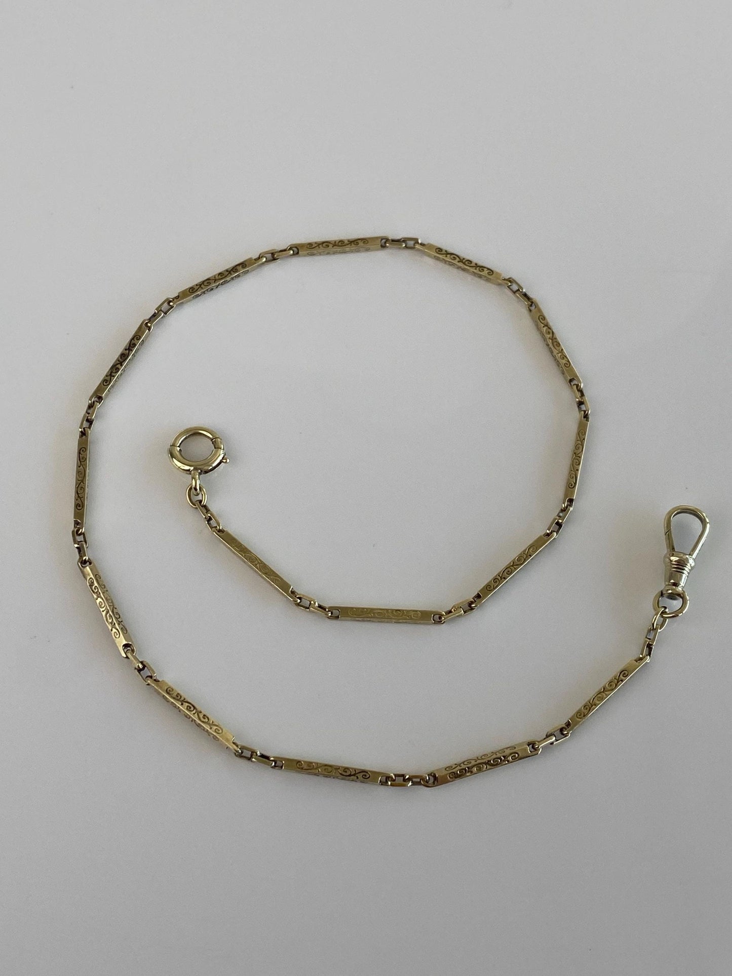 Vintage 14k Yellow Gold Fancy Link Pocket Watch Chain - 13.5 inches