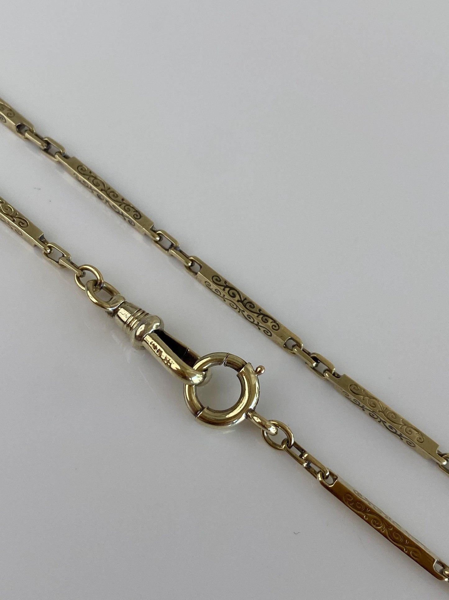 Vintage 14k Yellow Gold Fancy Link Pocket Watch Chain - 13.5 inches