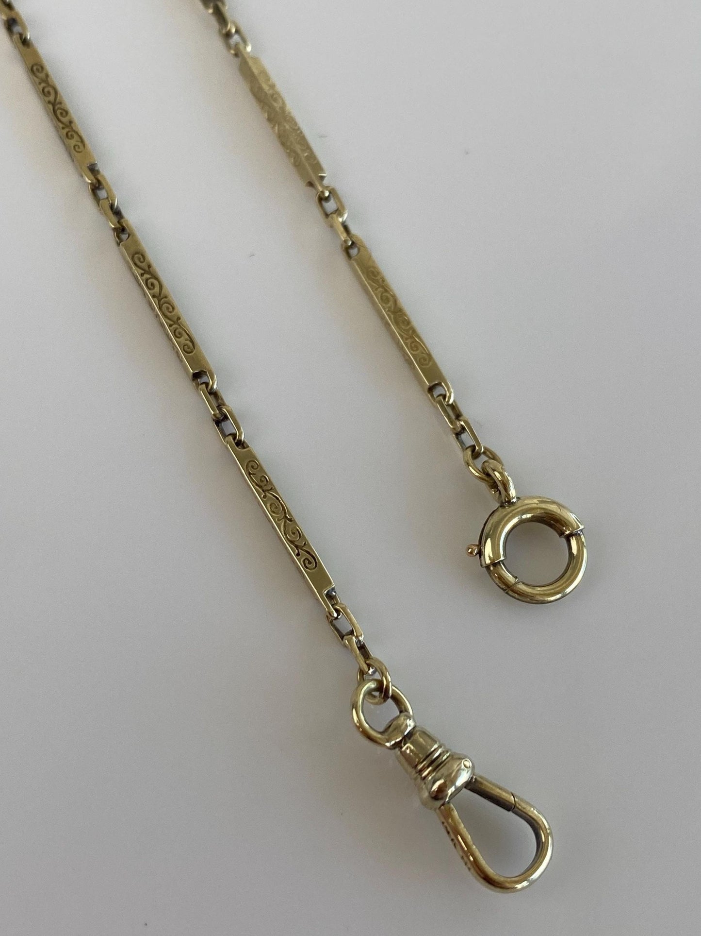 Vintage 14k Yellow Gold Fancy Link Pocket Watch Chain - 13.5 inches