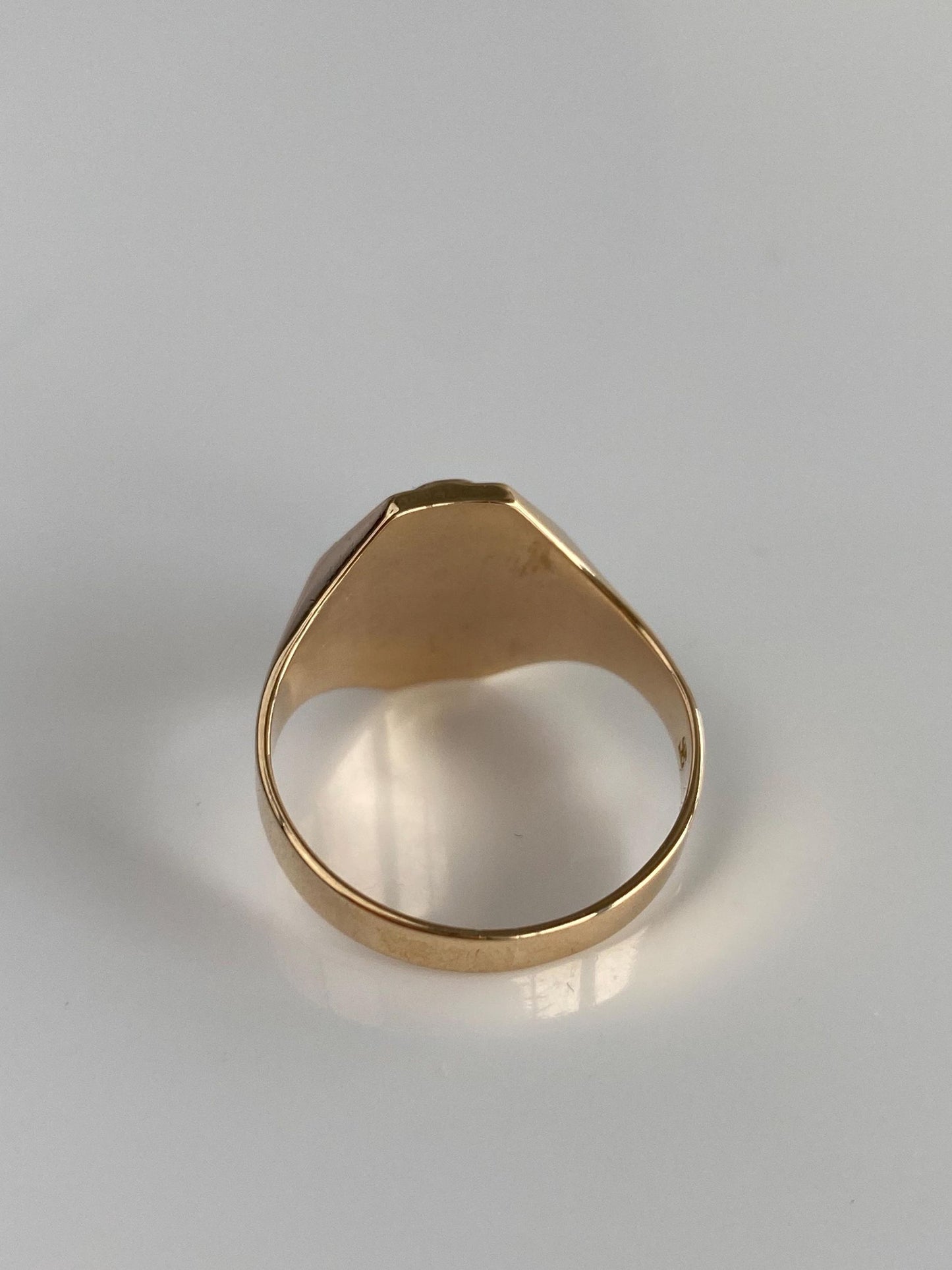 Vintage Solid 10k Yellow Gold Enamel 'FLT' Signet Ring - Size 9.25