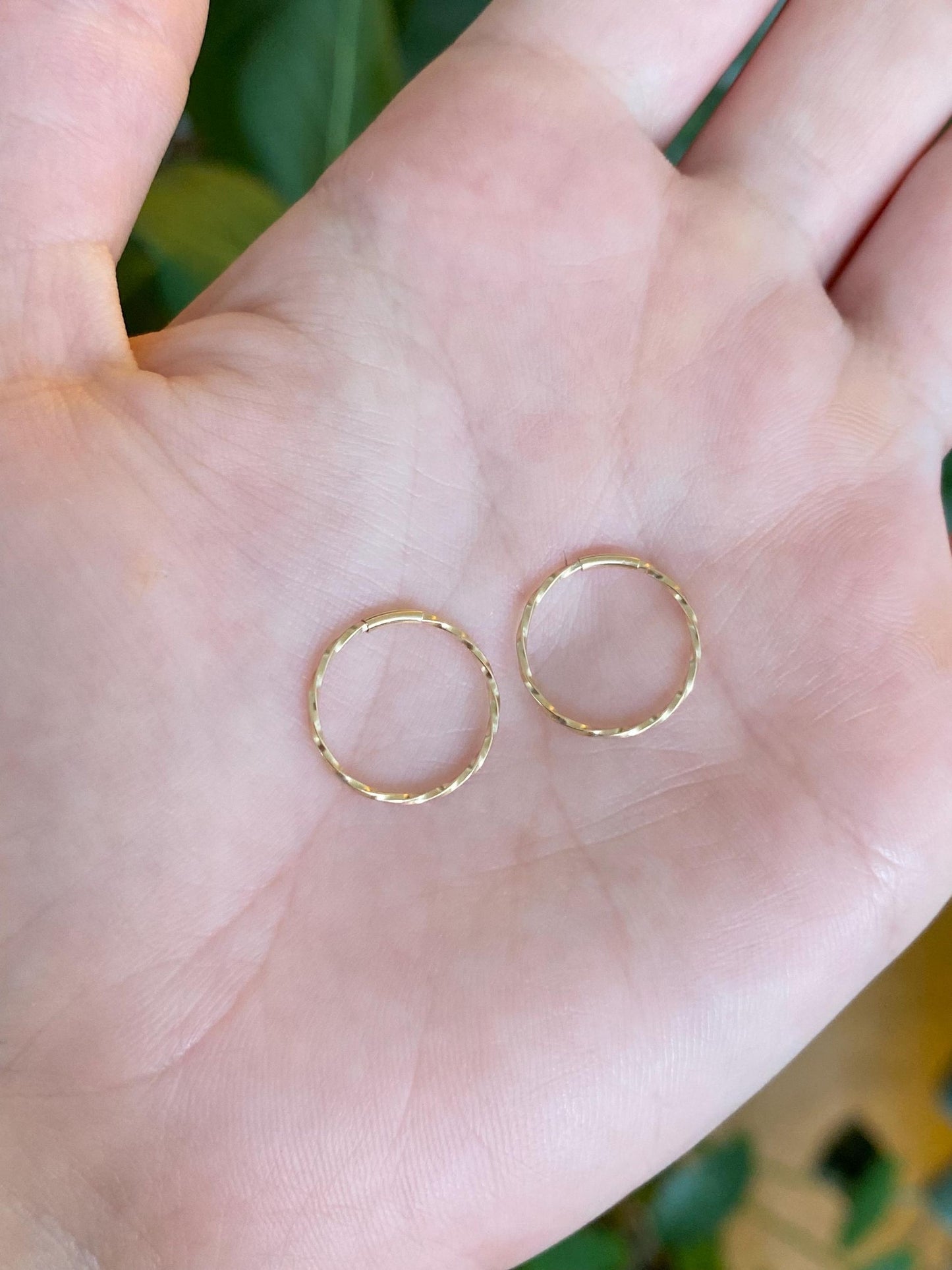 Vintage Solid 14k Yellow Gold Little Twisted Hoop Earrings