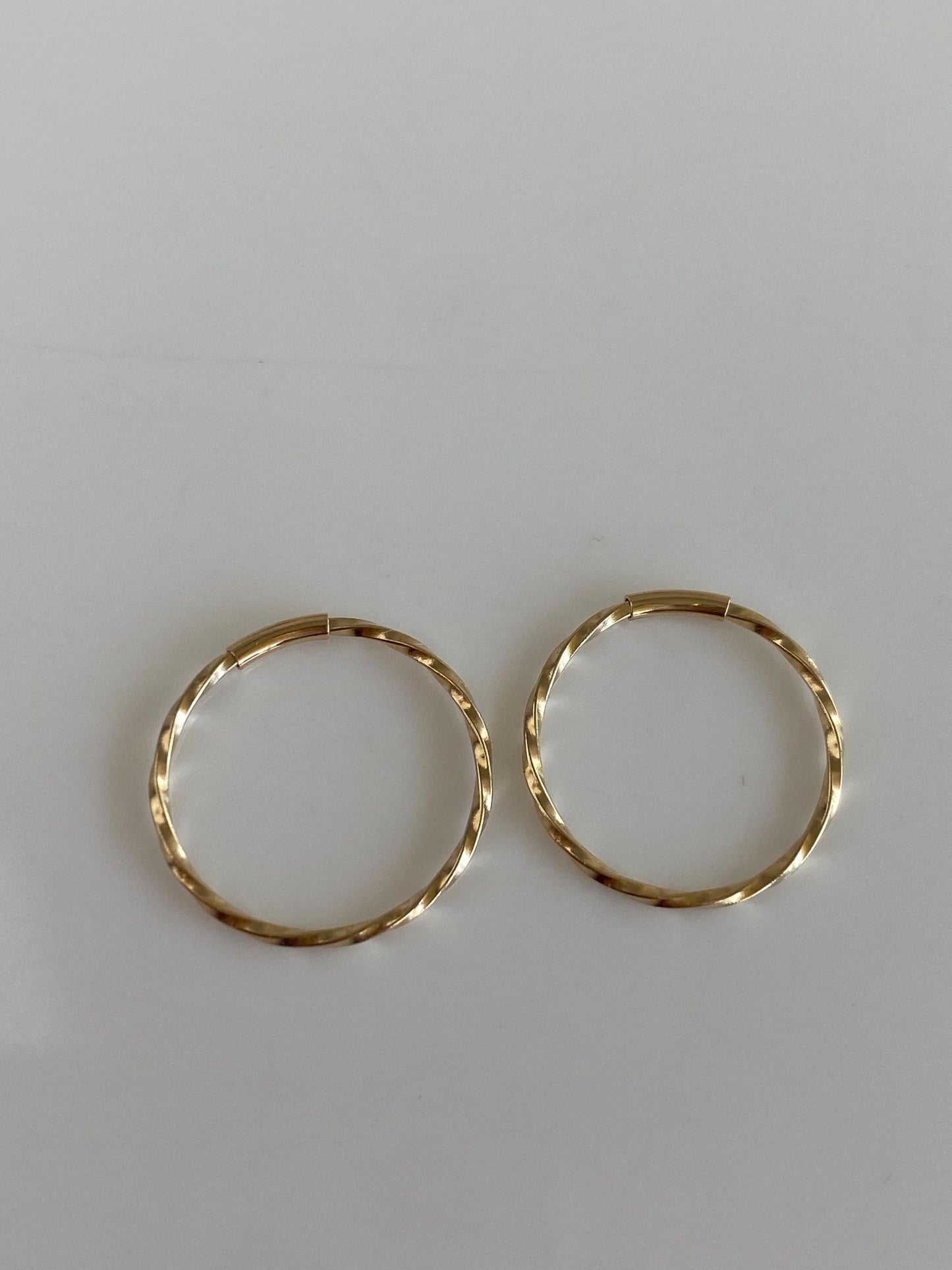 Vintage Solid 14k Yellow Gold Little Twisted Hoop Earrings
