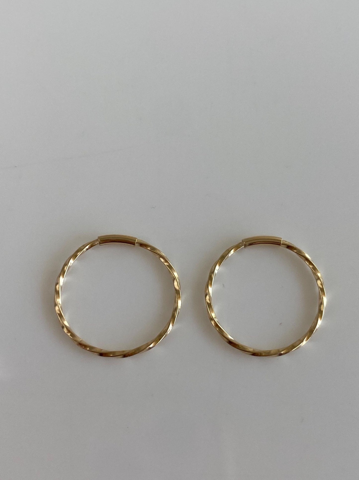 Vintage Solid 14k Yellow Gold Little Twisted Hoop Earrings