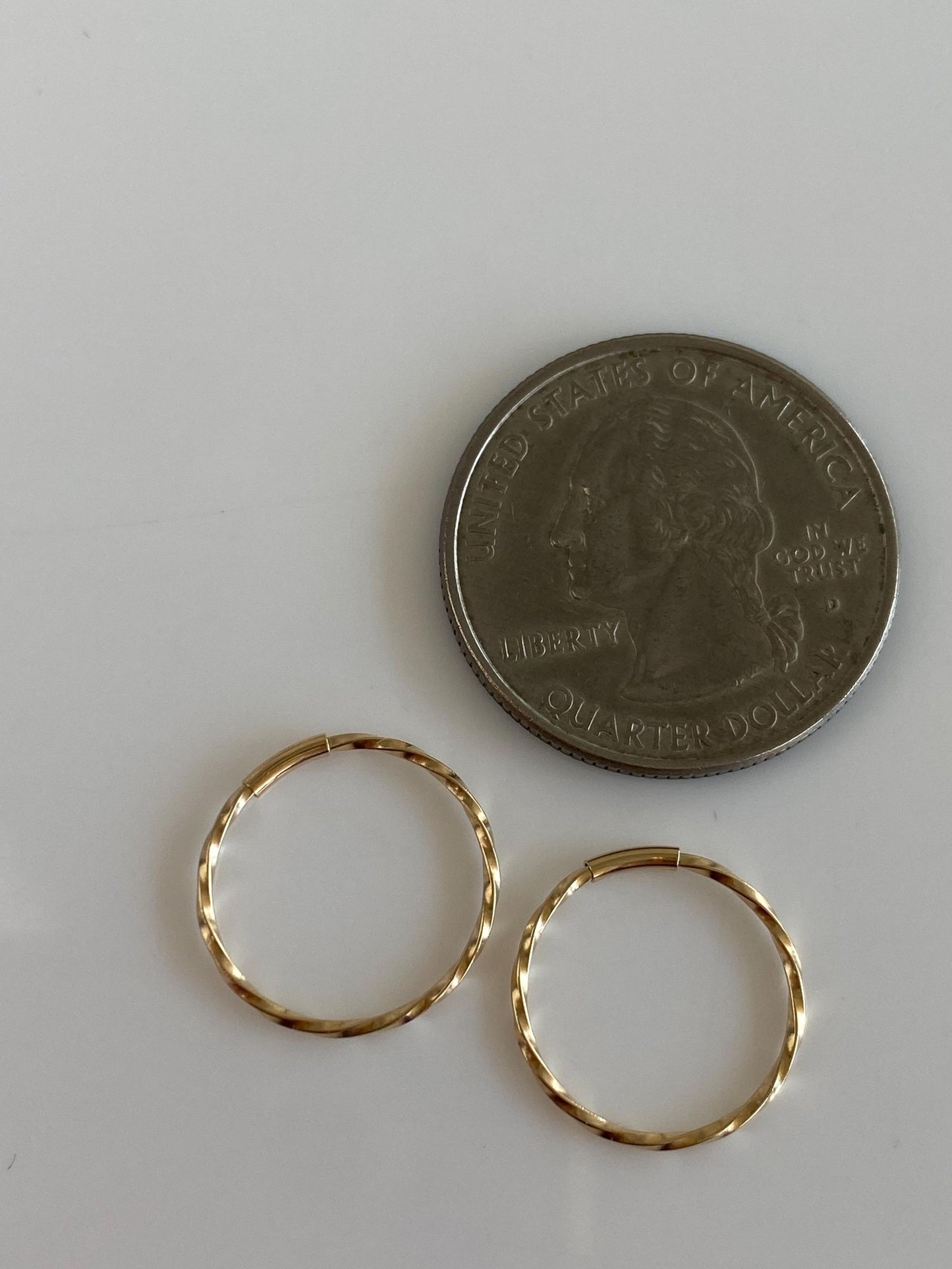 Vintage Solid 14k Yellow Gold Little Twisted Hoop Earrings