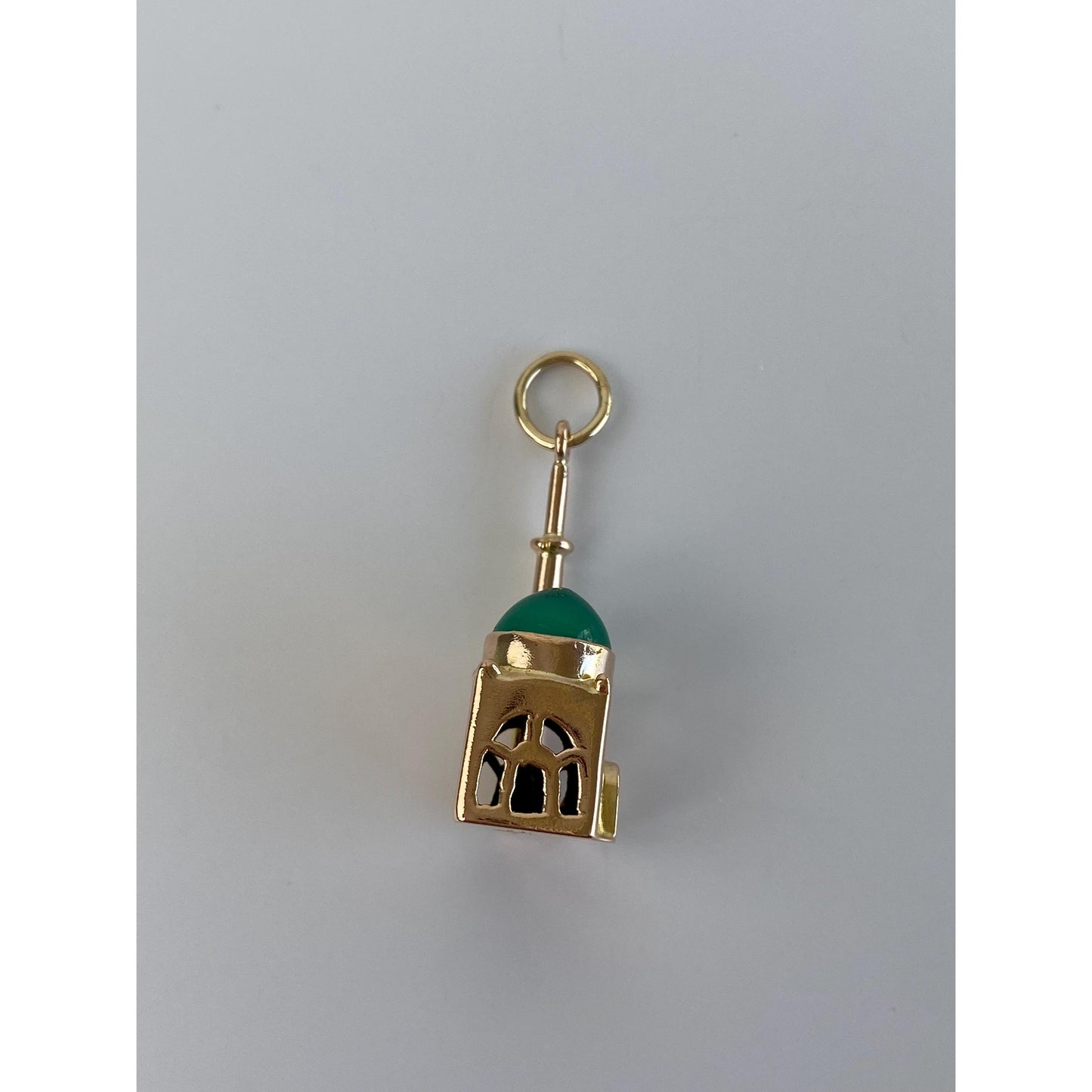 Vintage 14k Yellow Gold Chrysoprase Travel Building Charm