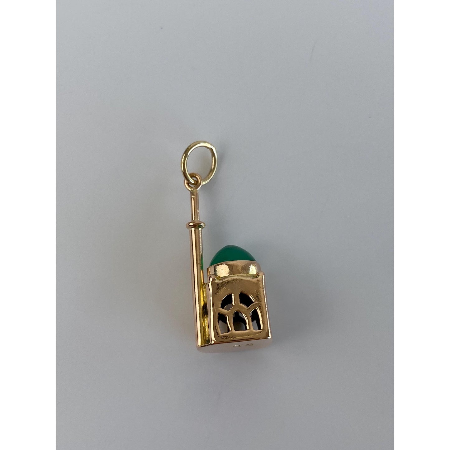 Vintage 14k Yellow Gold Chrysoprase Travel Building Charm