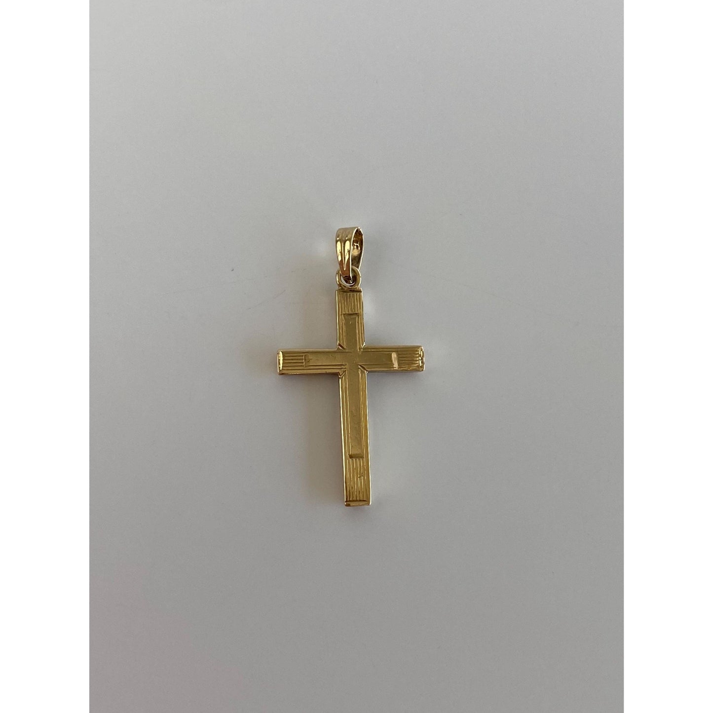 Vintage 9k Yellow Gold Lined Cross Charm
