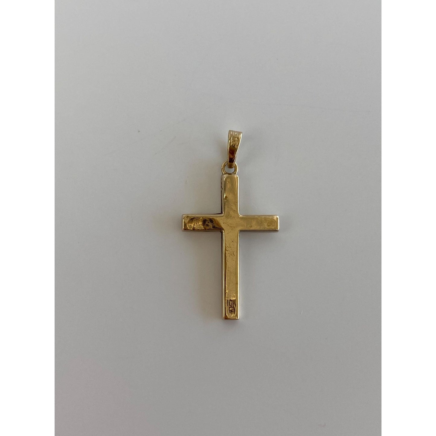 Vintage 9k Yellow Gold Lined Cross Charm