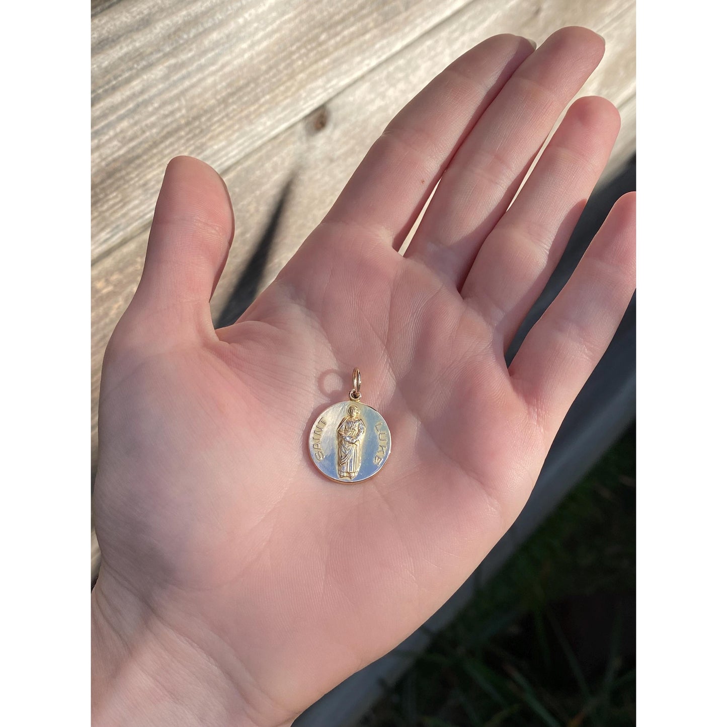 Vintage Solid 14k Yellow Gold Saint Luke Charm