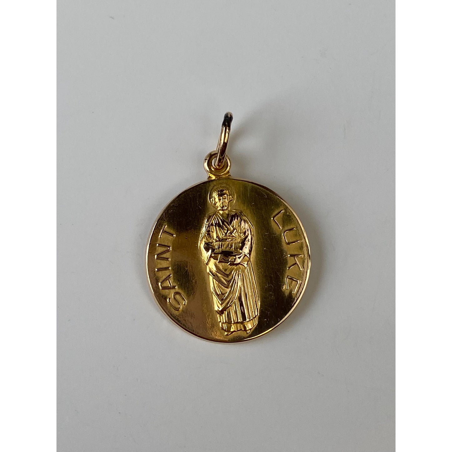 Vintage Solid 14k Yellow Gold Saint Luke Charm