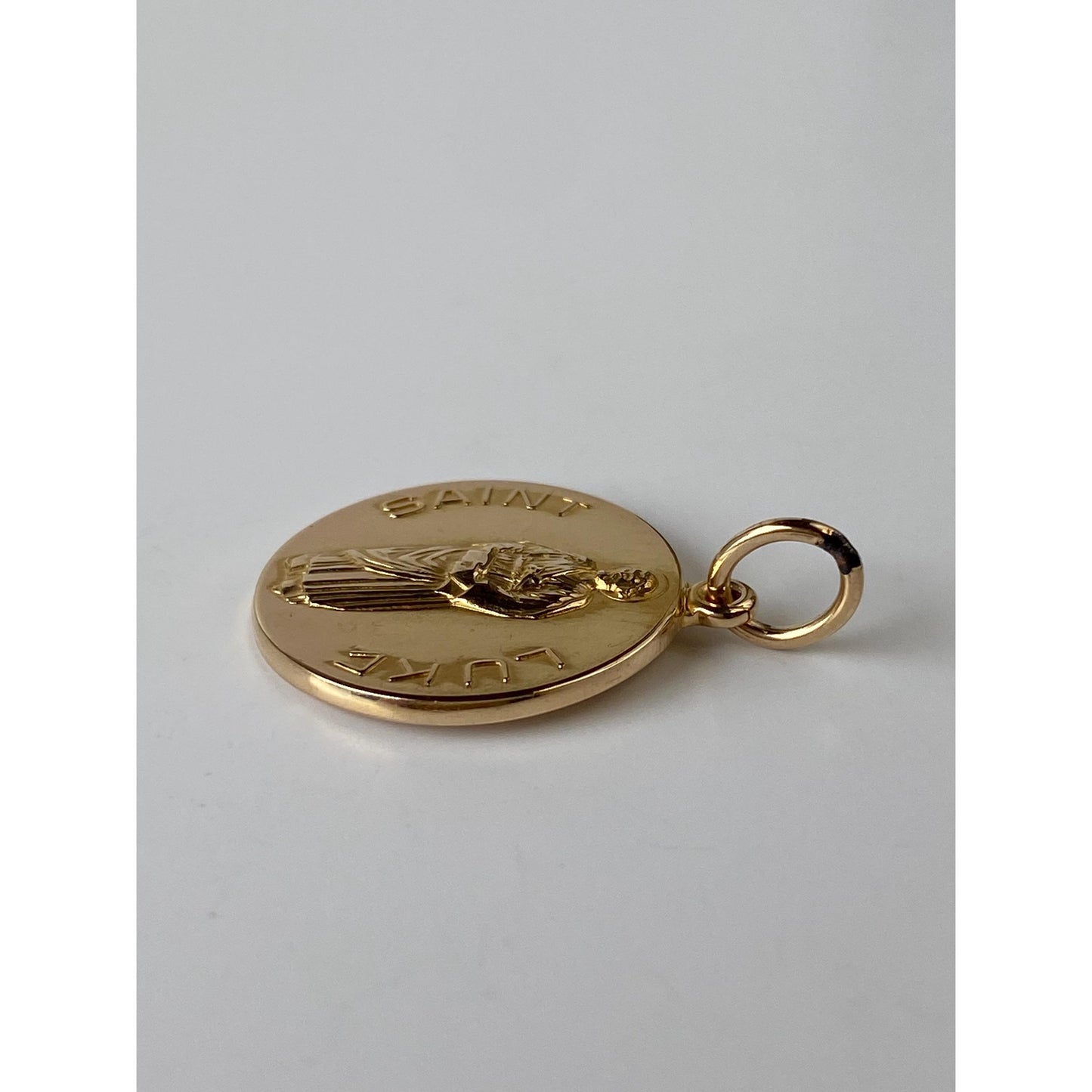 Vintage Solid 14k Yellow Gold Saint Luke Charm