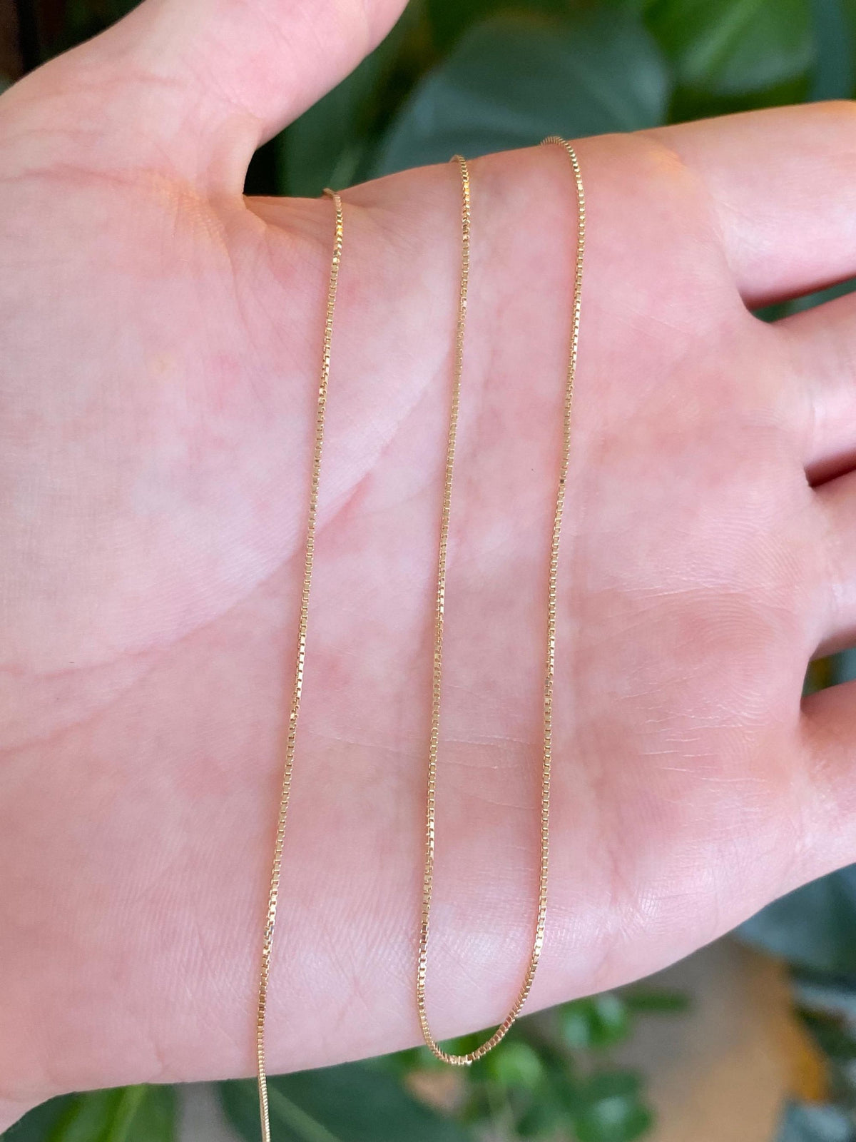 Vintage Solid 14k Yellow Gold Dainty Box Chain Necklace - 16 inches