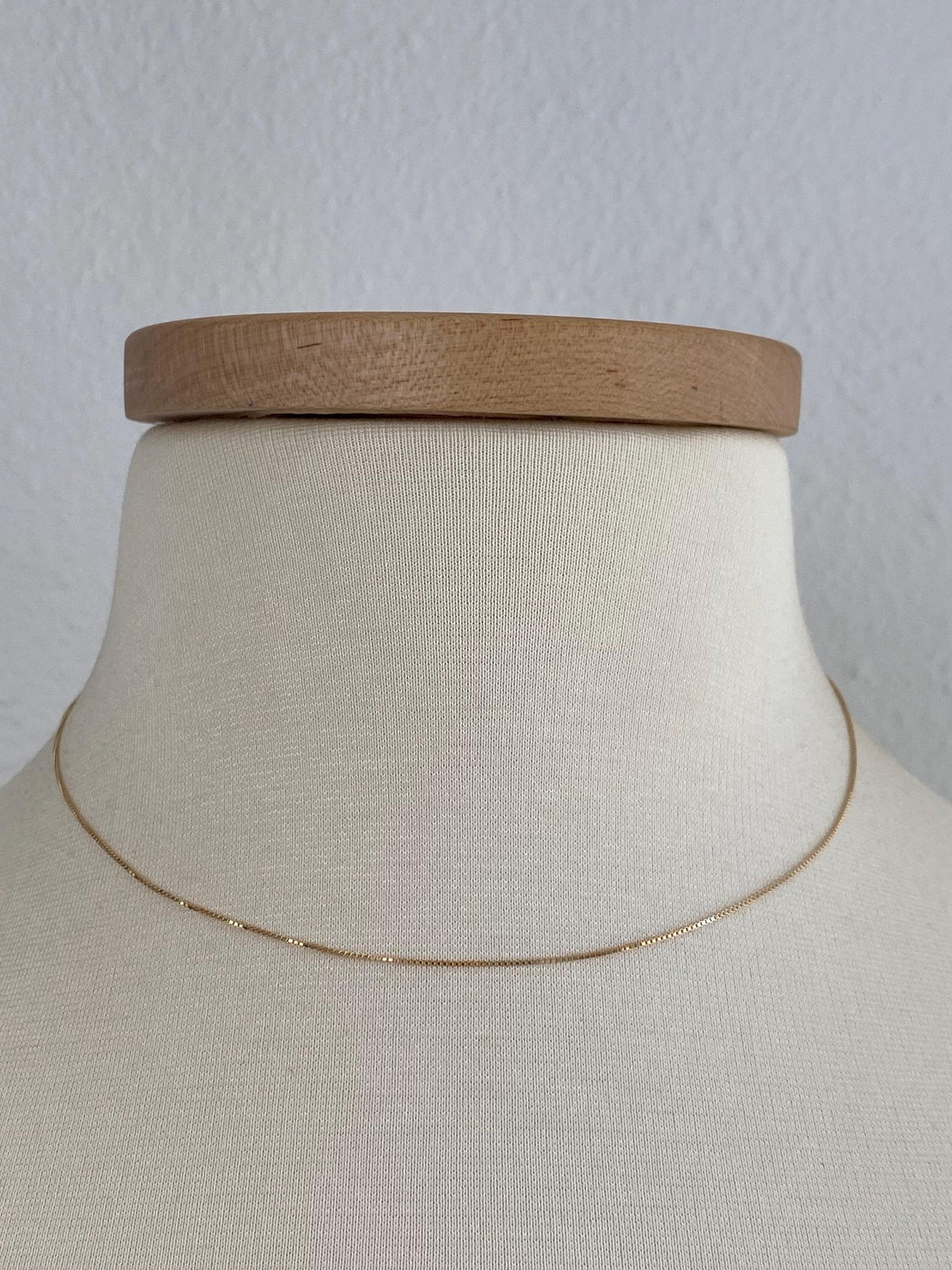 Vintage Solid 14k Yellow Gold Dainty Box Chain Necklace - 16 inches