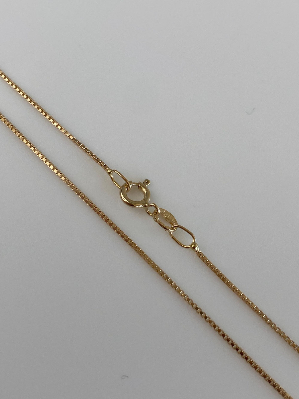 Vintage Solid 14k Yellow Gold Dainty Box Chain Necklace - 16 inches