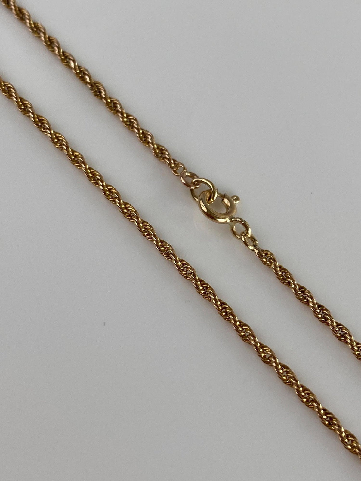 Vintage Solid 14k Yellow Gold Slim Rope Chain Necklace - 21 inches