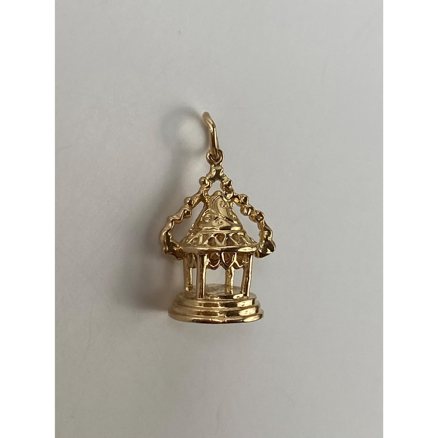 Vintage Solid 14k Yellow Gold Red Spinel Lantern Charm