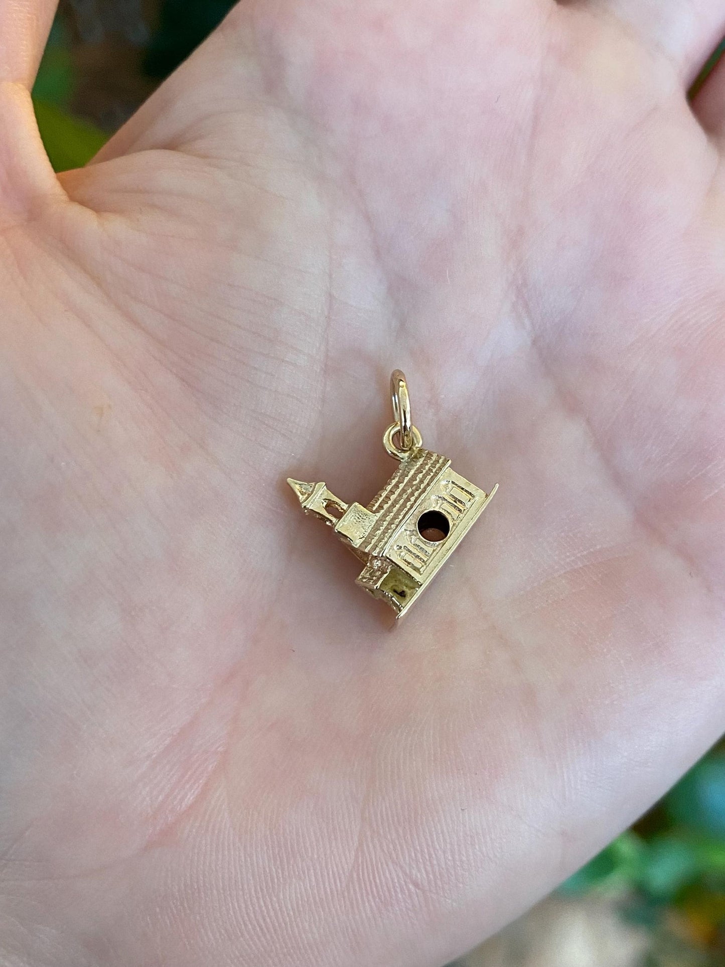 Vintage Solid 14k Yellow Gold Church Charm