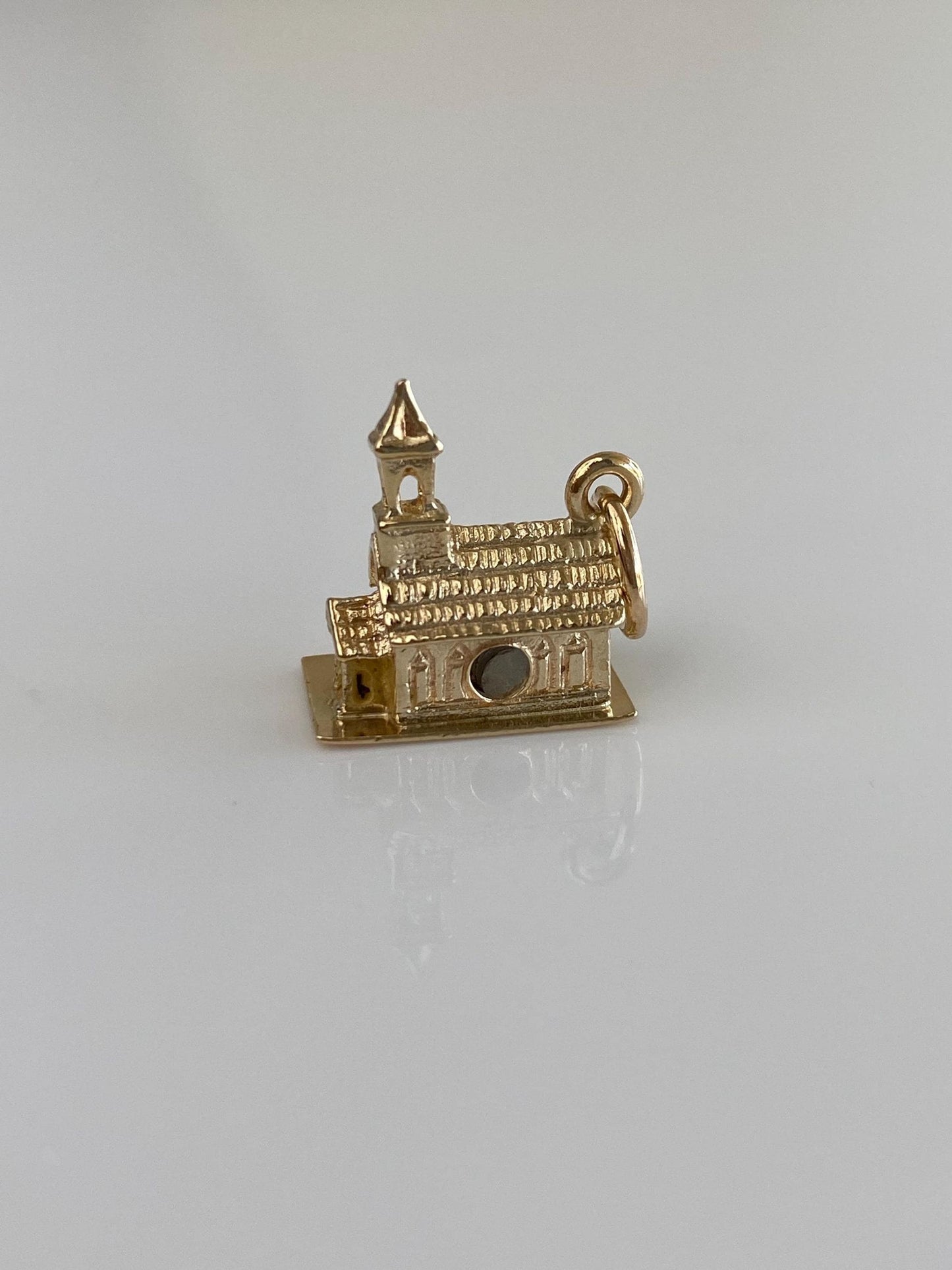 Vintage Solid 14k Yellow Gold Church Charm