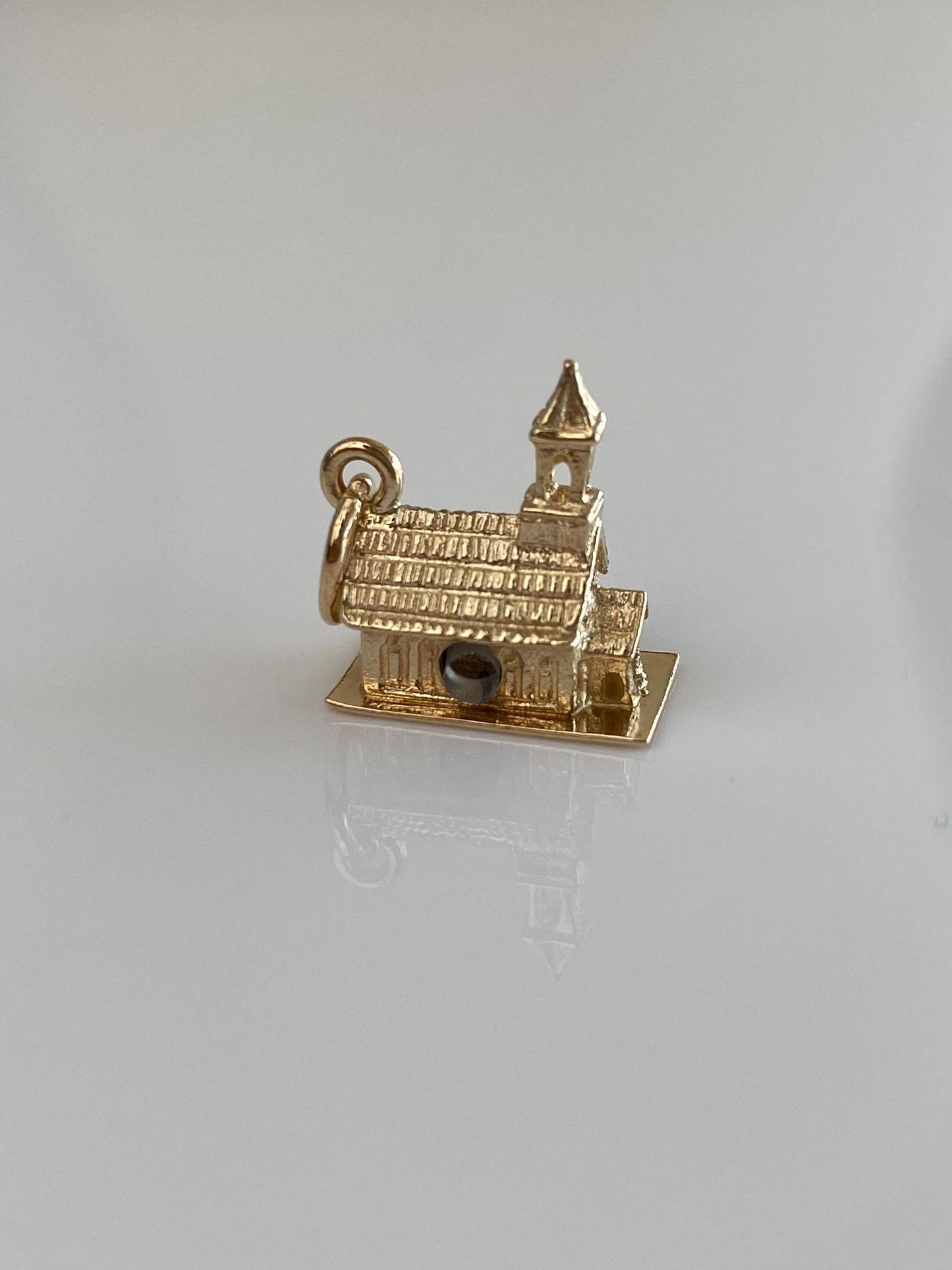 Vintage Solid 14k Yellow Gold Church Charm