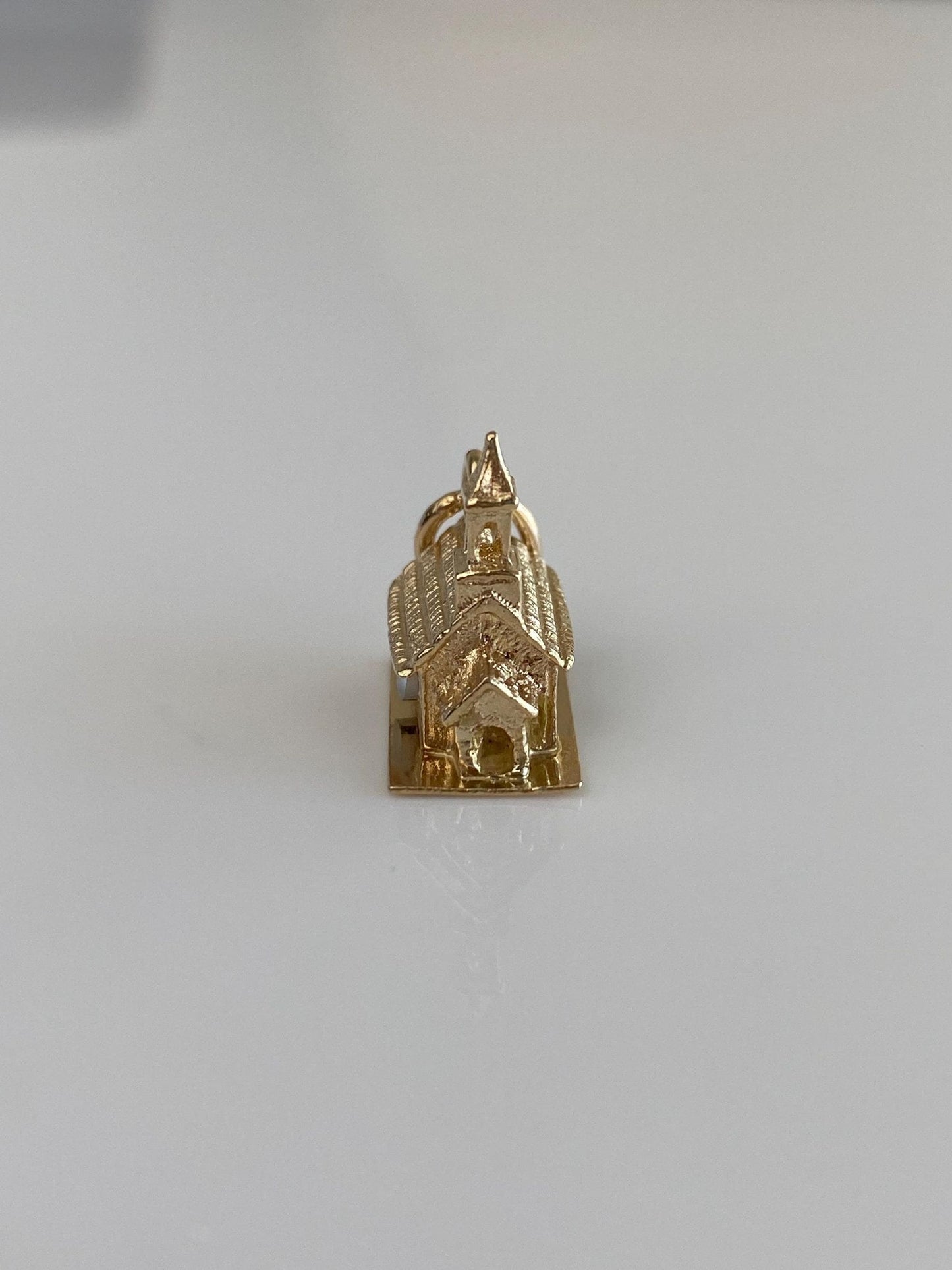 Vintage Solid 14k Yellow Gold Church Charm
