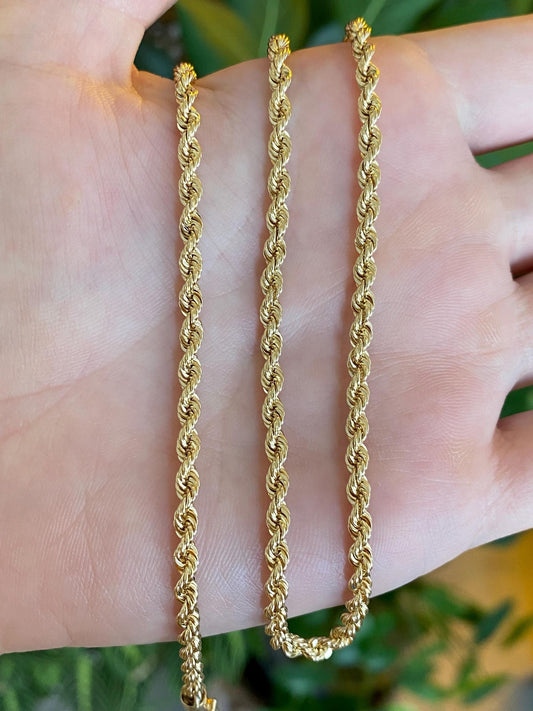 Vintage Solid 14k Yellow Gold Rope Chain Necklace - 17.25 inches