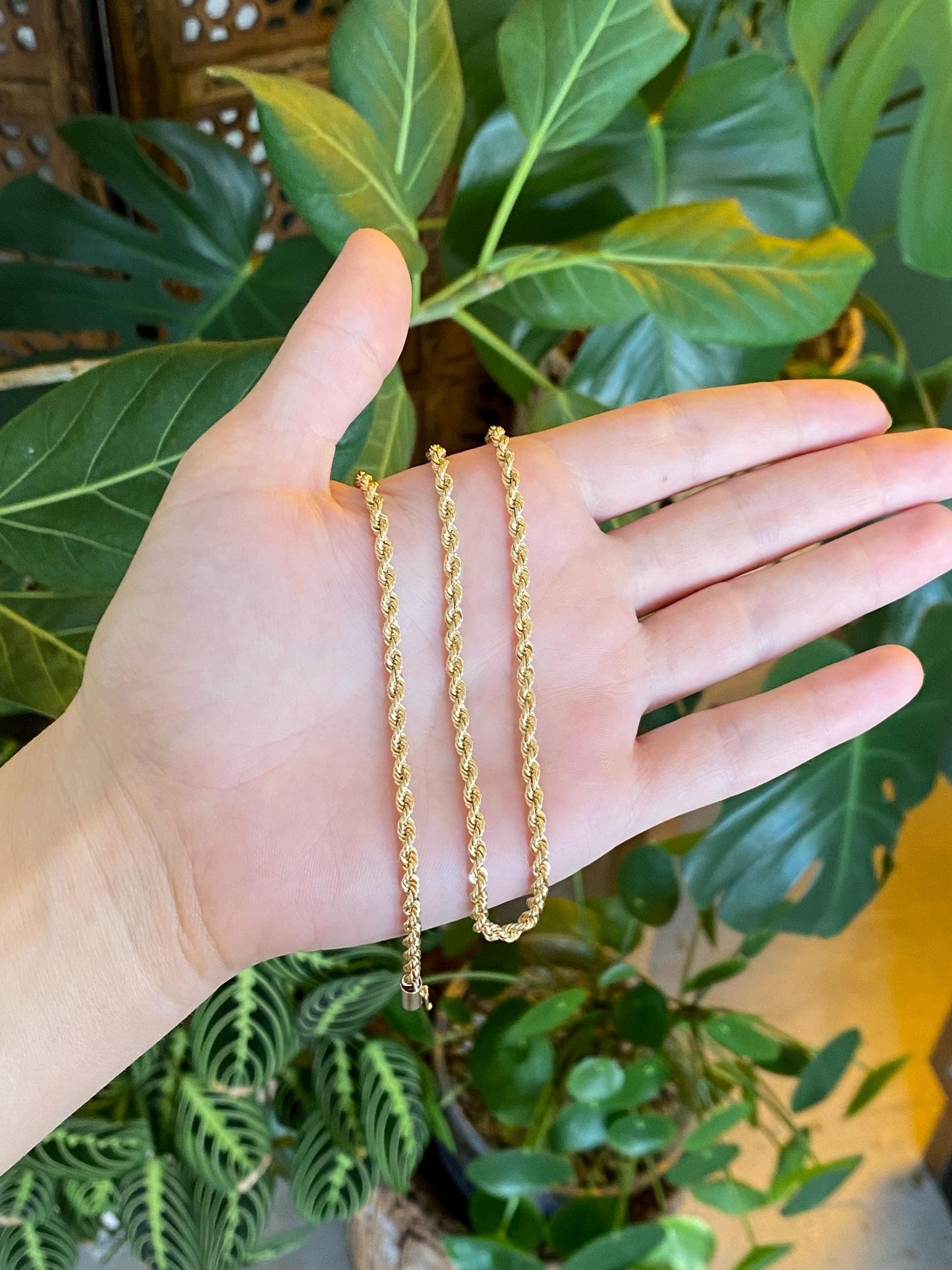 Vintage Solid 14k Yellow Gold Rope Chain Necklace - 17.25 inches