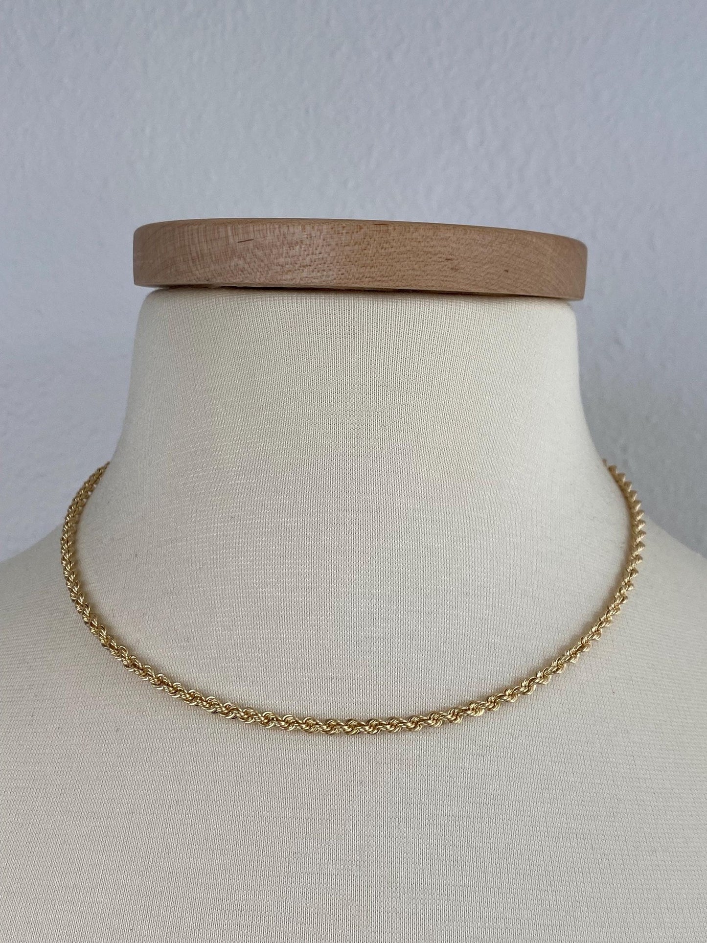 Vintage Solid 14k Yellow Gold Rope Chain Necklace - 17.25 inches