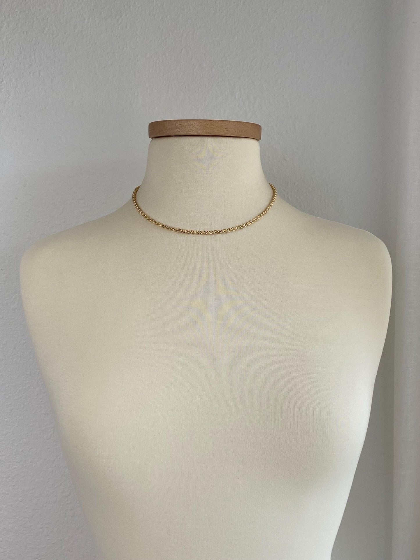 Vintage Solid 14k Yellow Gold Rope Chain Necklace - 17.25 inches