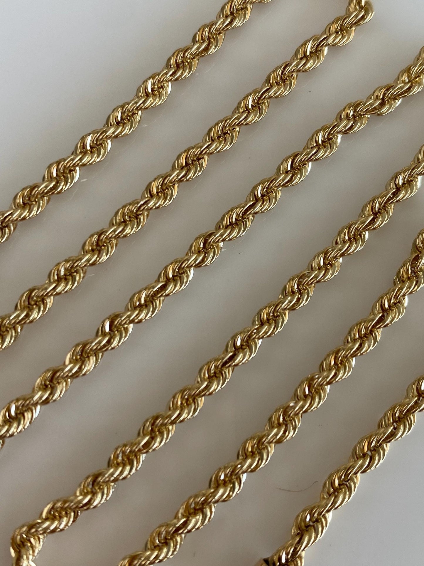 Vintage Solid 14k Yellow Gold Rope Chain Necklace - 17.25 inches