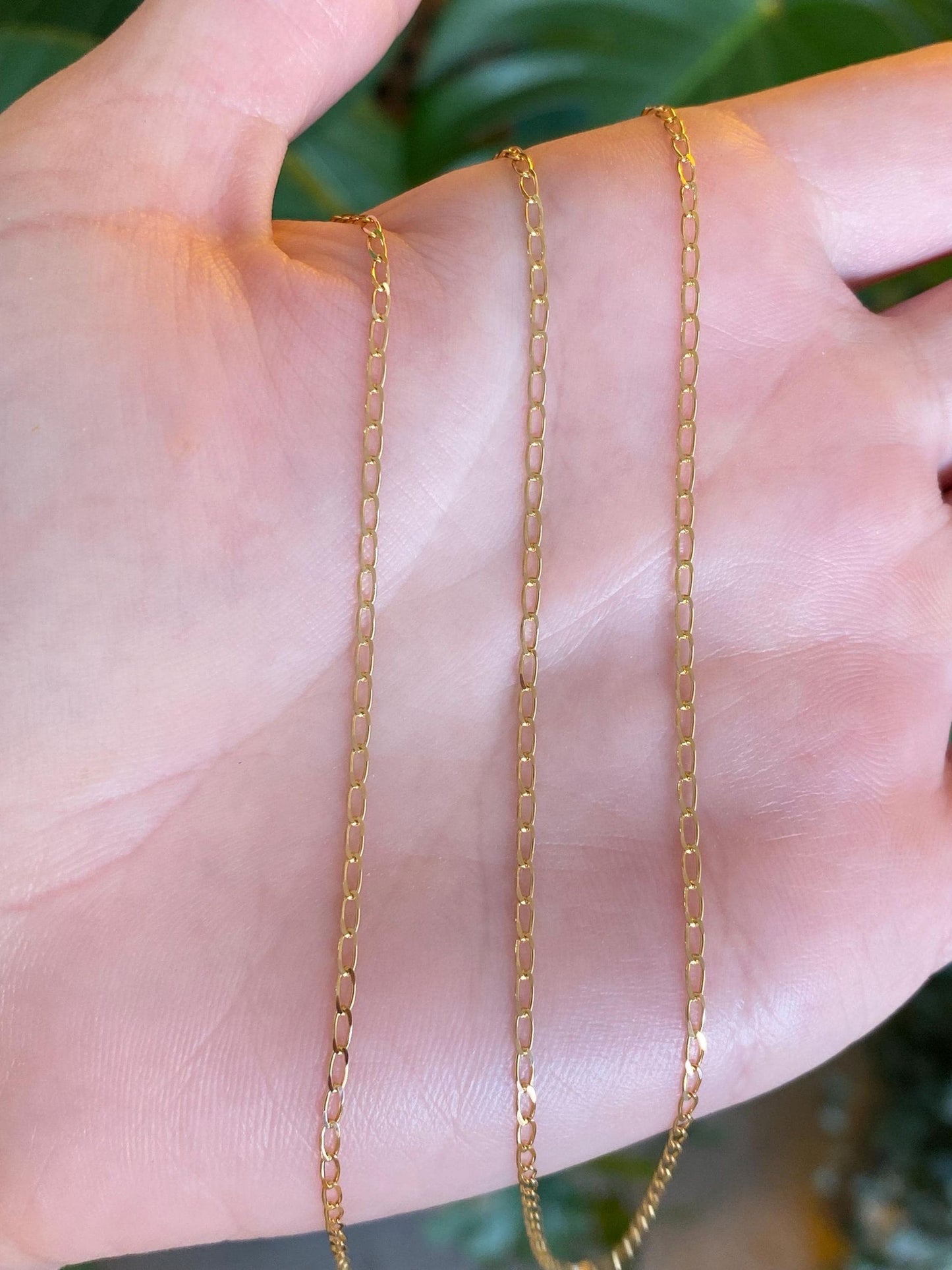 Vintage Solid 14k Yellow Gold Elongated Curb Chain Necklace - 22 inches