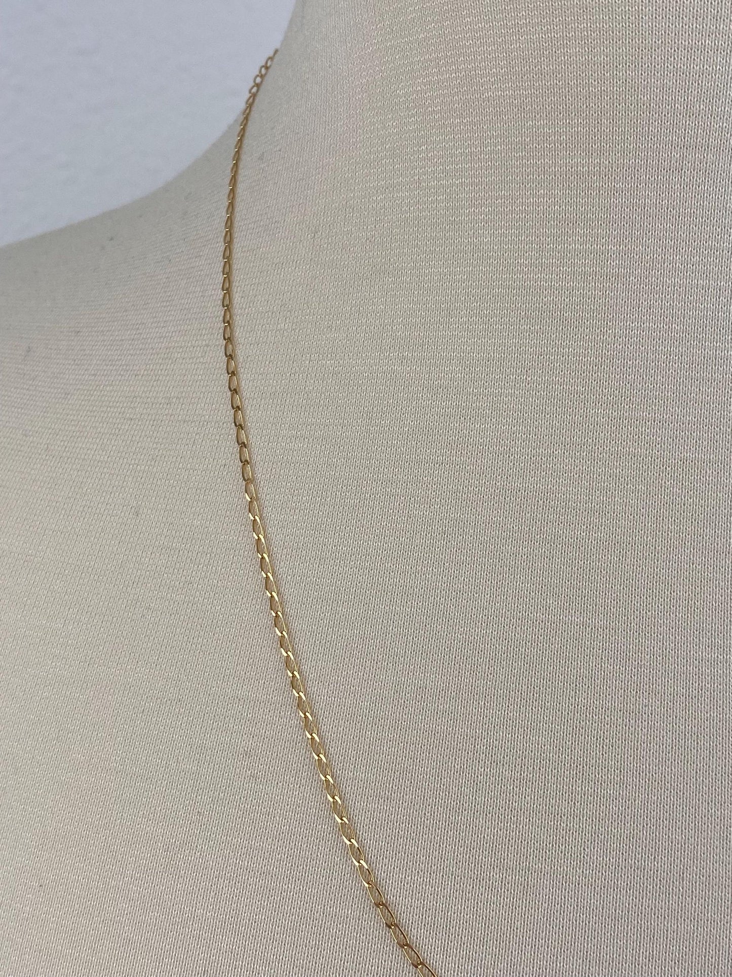 Vintage Solid 14k Yellow Gold Elongated Curb Chain Necklace - 22 inches
