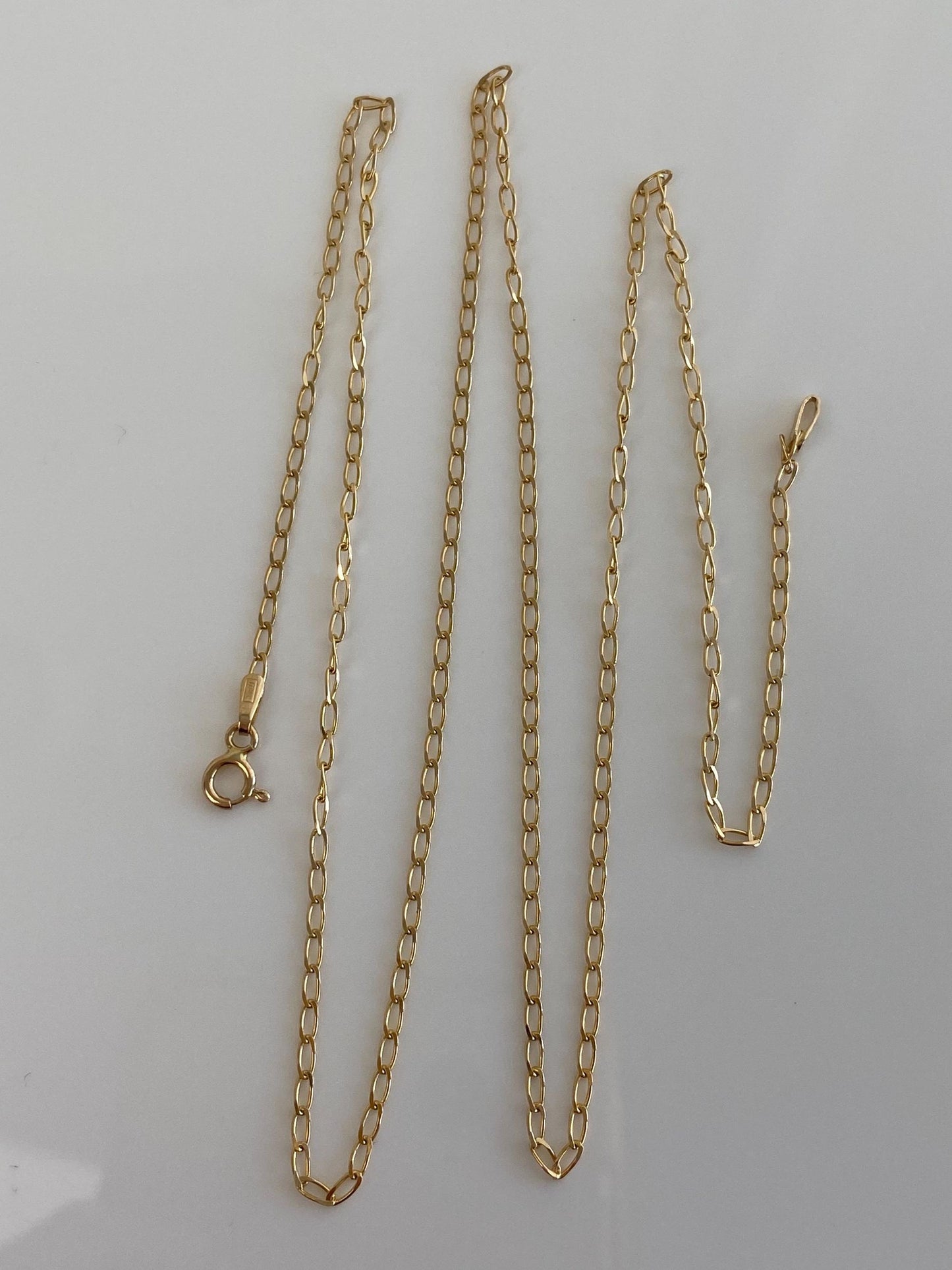 Vintage Solid 14k Yellow Gold Elongated Curb Chain Necklace - 22 inches