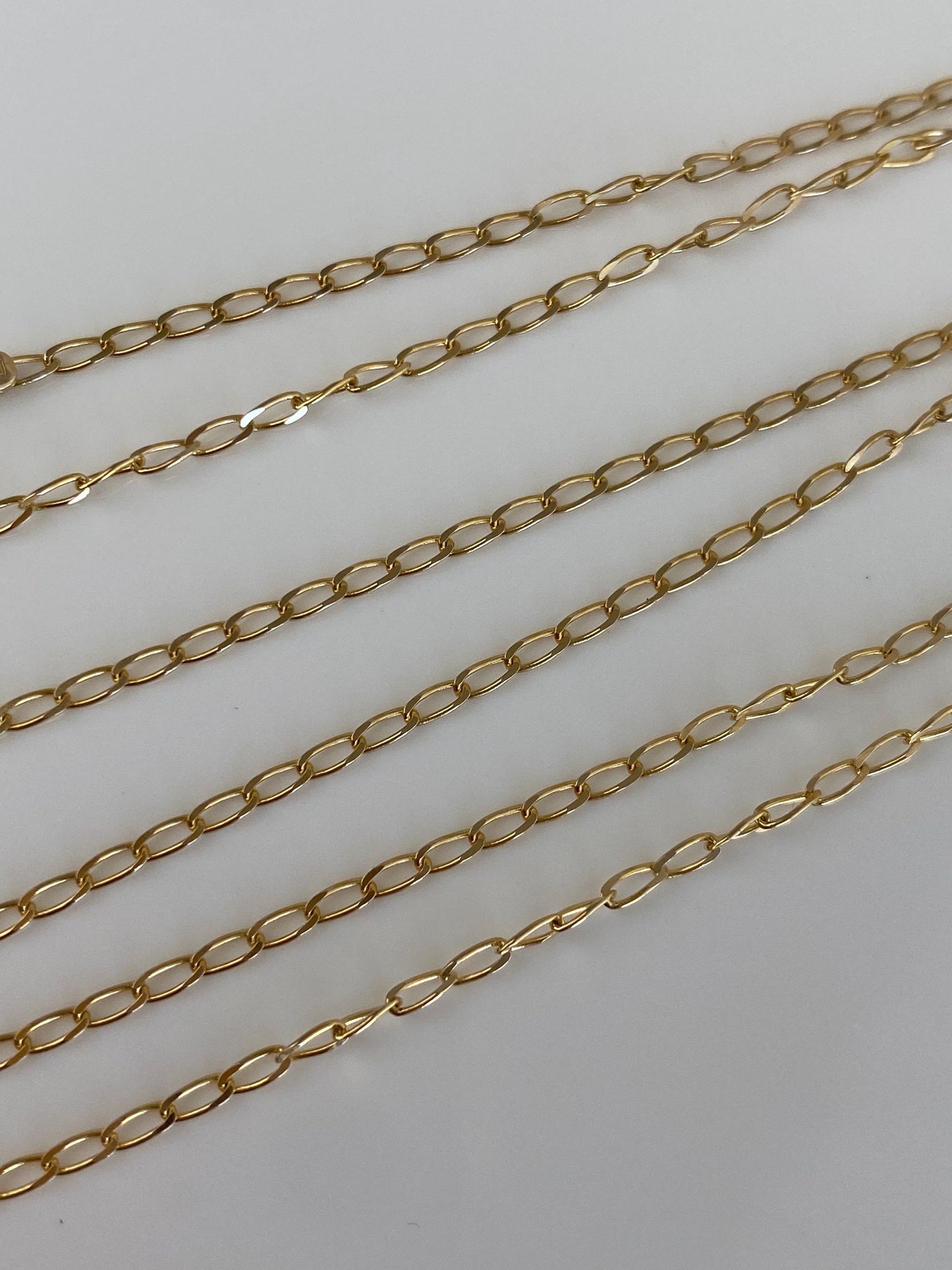 Vintage Solid 14k Yellow Gold Elongated Curb Chain Necklace - 22 inches