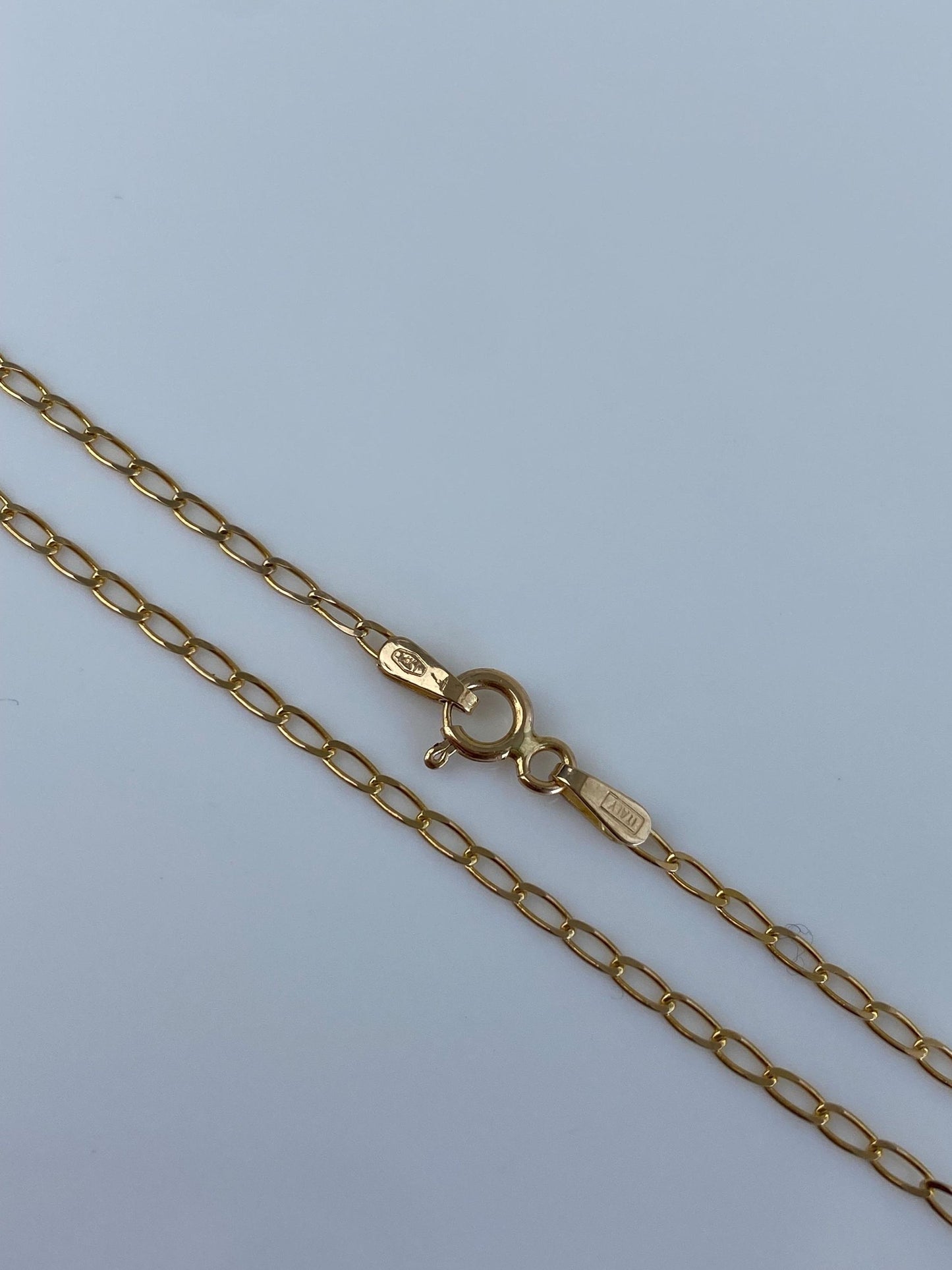 Vintage Solid 14k Yellow Gold Elongated Curb Chain Necklace - 22 inches