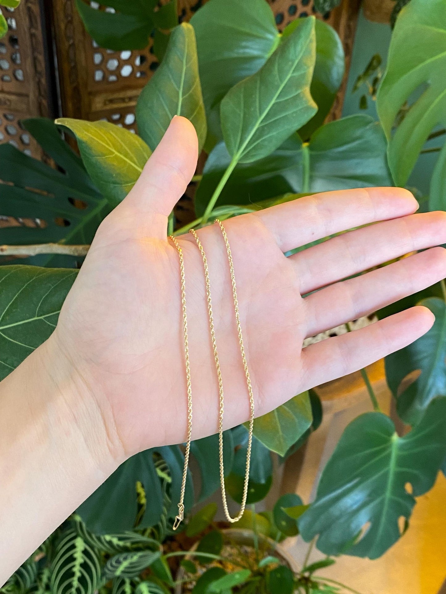 Vintage Solid 14k Yellow Gold Slim Long Rope Chain Necklace - 30 inches