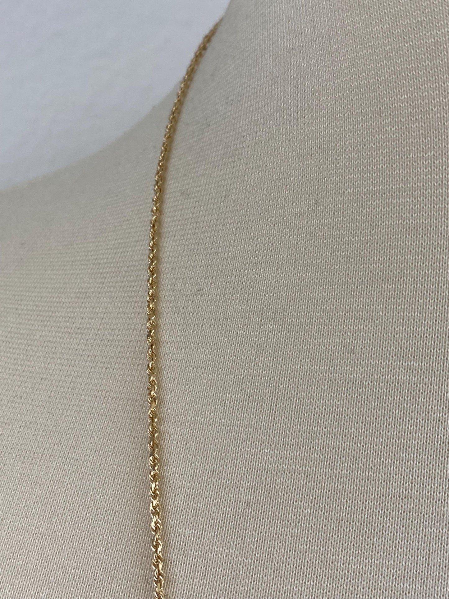Vintage Solid 14k Yellow Gold Slim Long Rope Chain Necklace - 30 inches