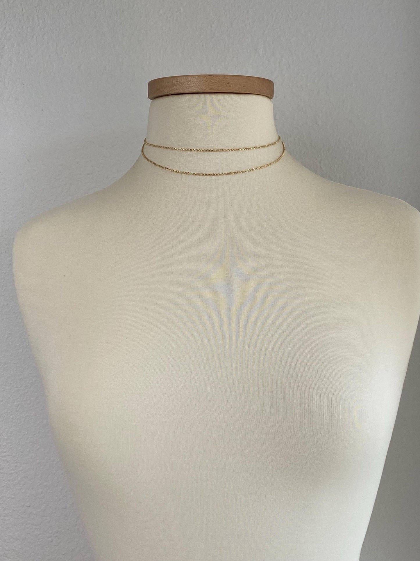 Vintage Solid 14k Yellow Gold Slim Long Rope Chain Necklace - 30 inches