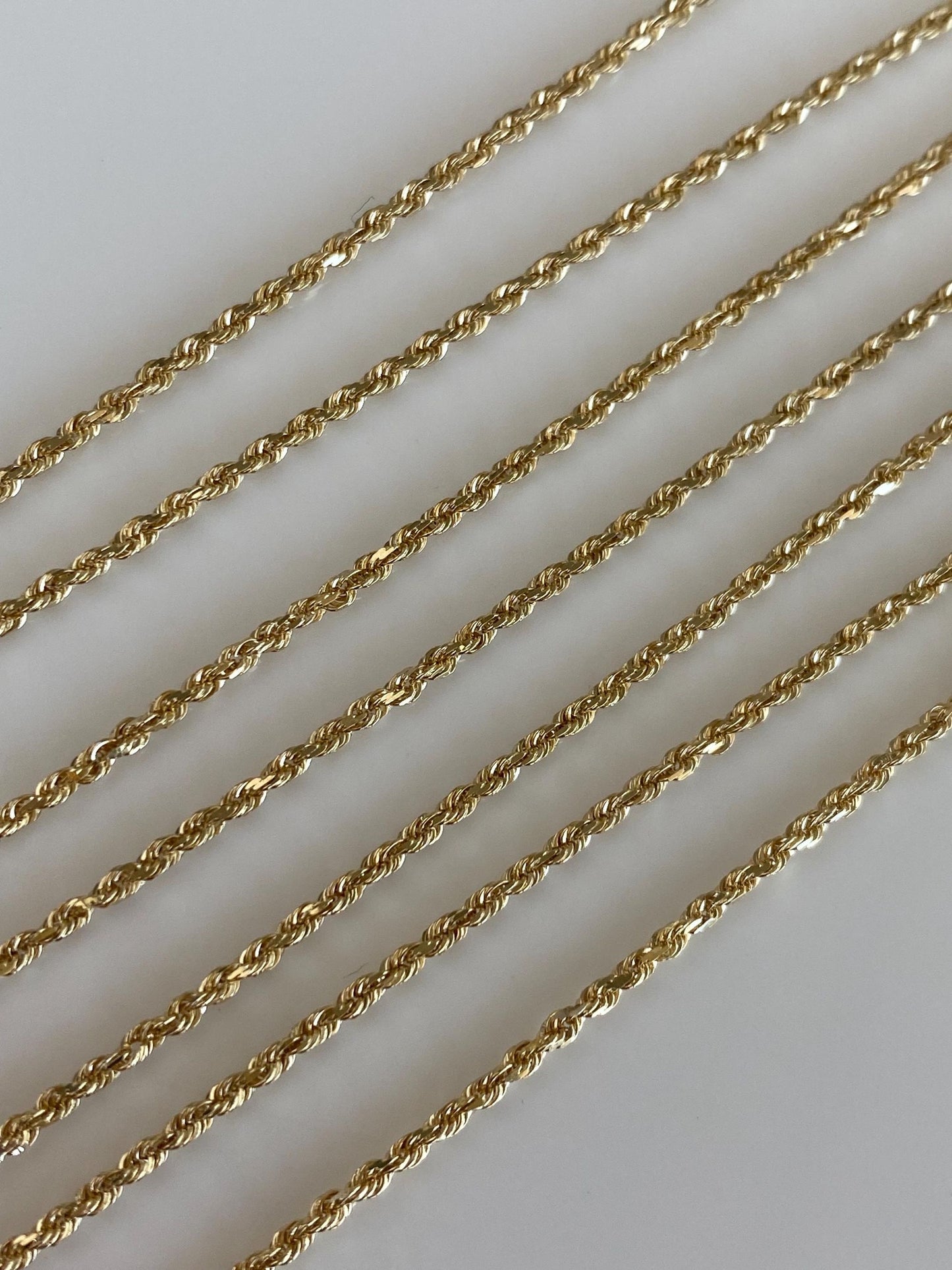 Vintage Solid 14k Yellow Gold Slim Long Rope Chain Necklace - 30 inches
