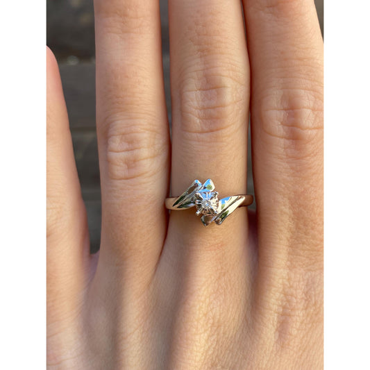 Vintage Solid 10k White Gold Diamond Twist Ring - Size 6.75