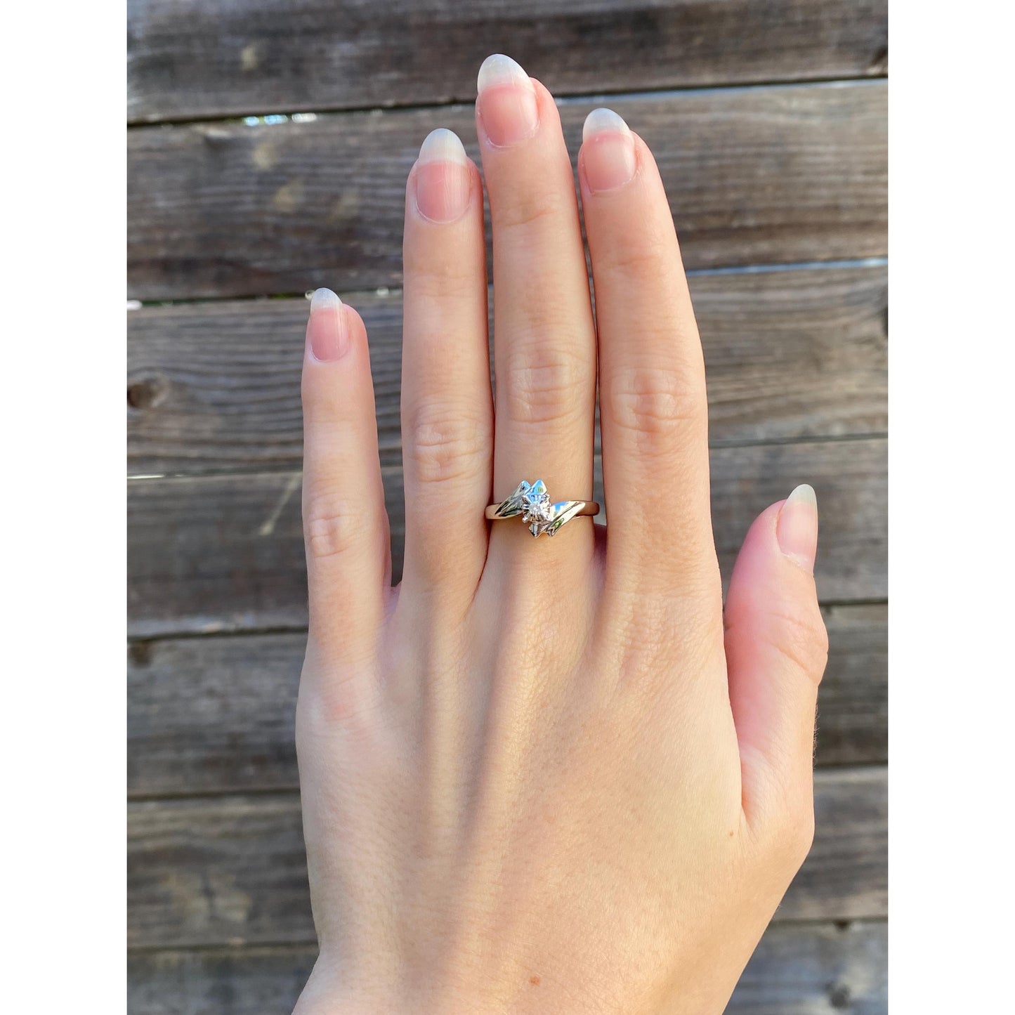 Vintage Solid 10k White Gold Diamond Twist Ring - Size 6.75