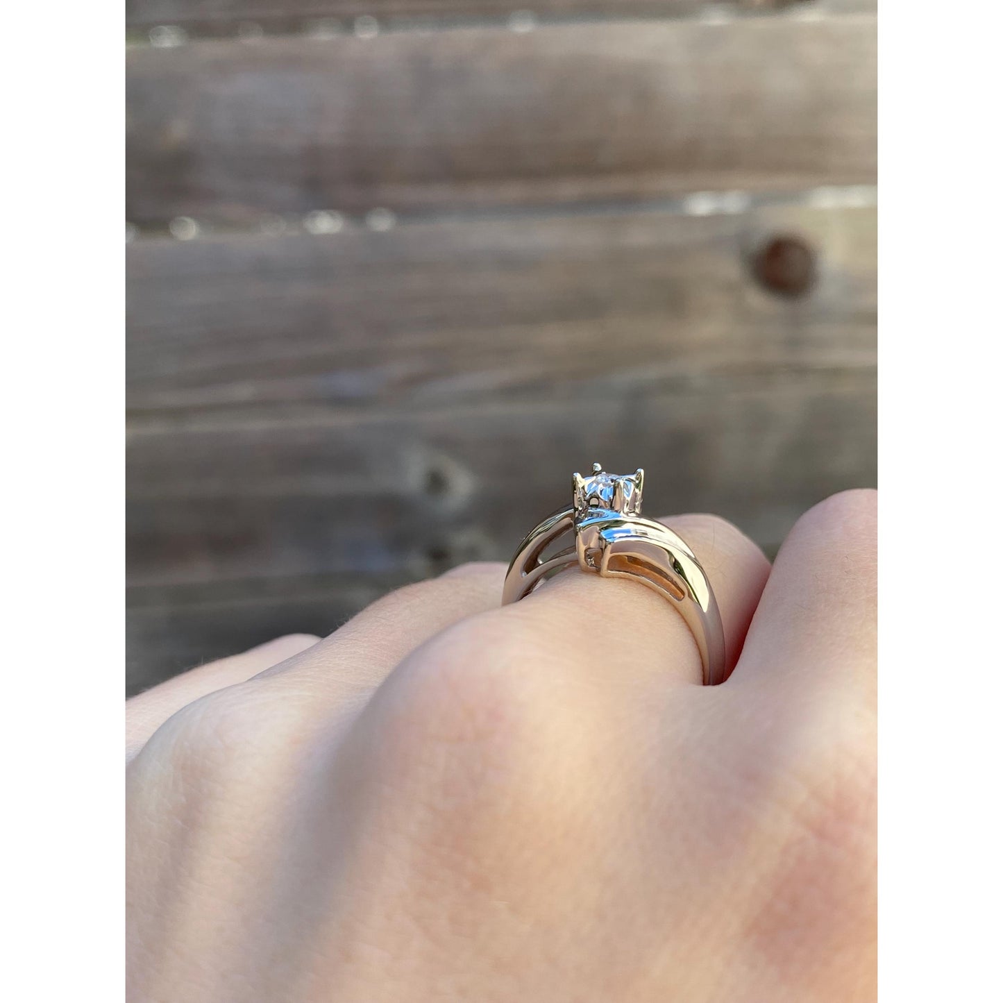 Vintage Solid 10k White Gold Diamond Twist Ring - Size 6.75