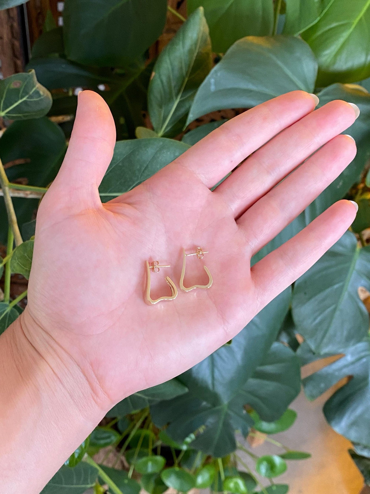 Vintage Solid 14k Yellow Gold Drop Hoop Earrings