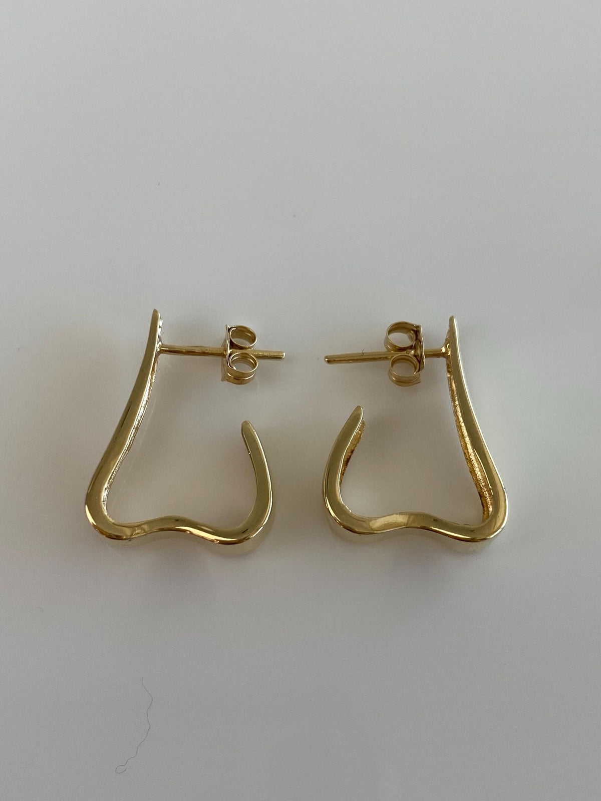 Vintage Solid 14k Yellow Gold Drop Hoop Earrings
