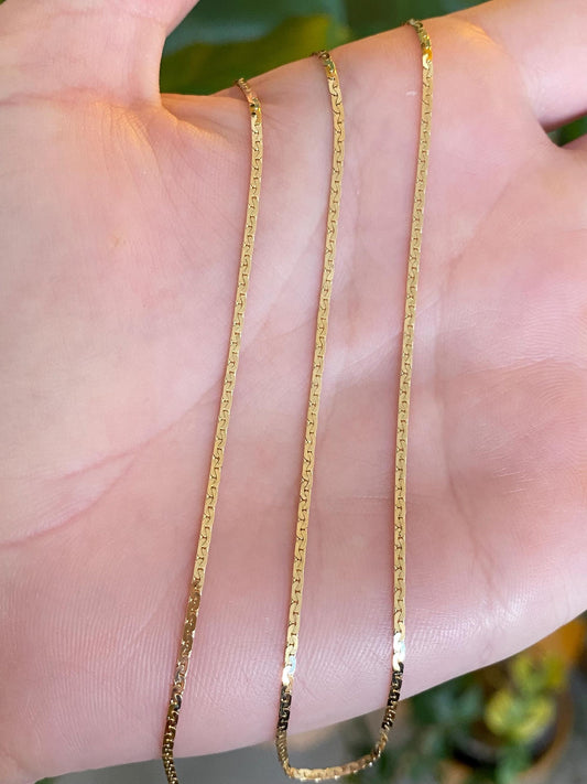 Vintage Solid 14k Yellow Gold Flat C Link Chain Necklace - 20 inches