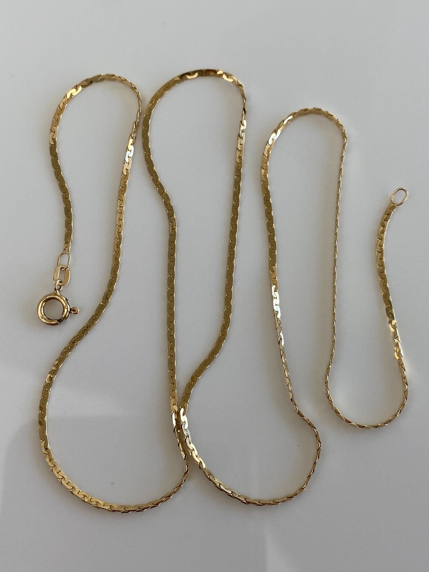 Vintage Solid 14k Yellow Gold Flat C Link Chain Necklace - 20 inches