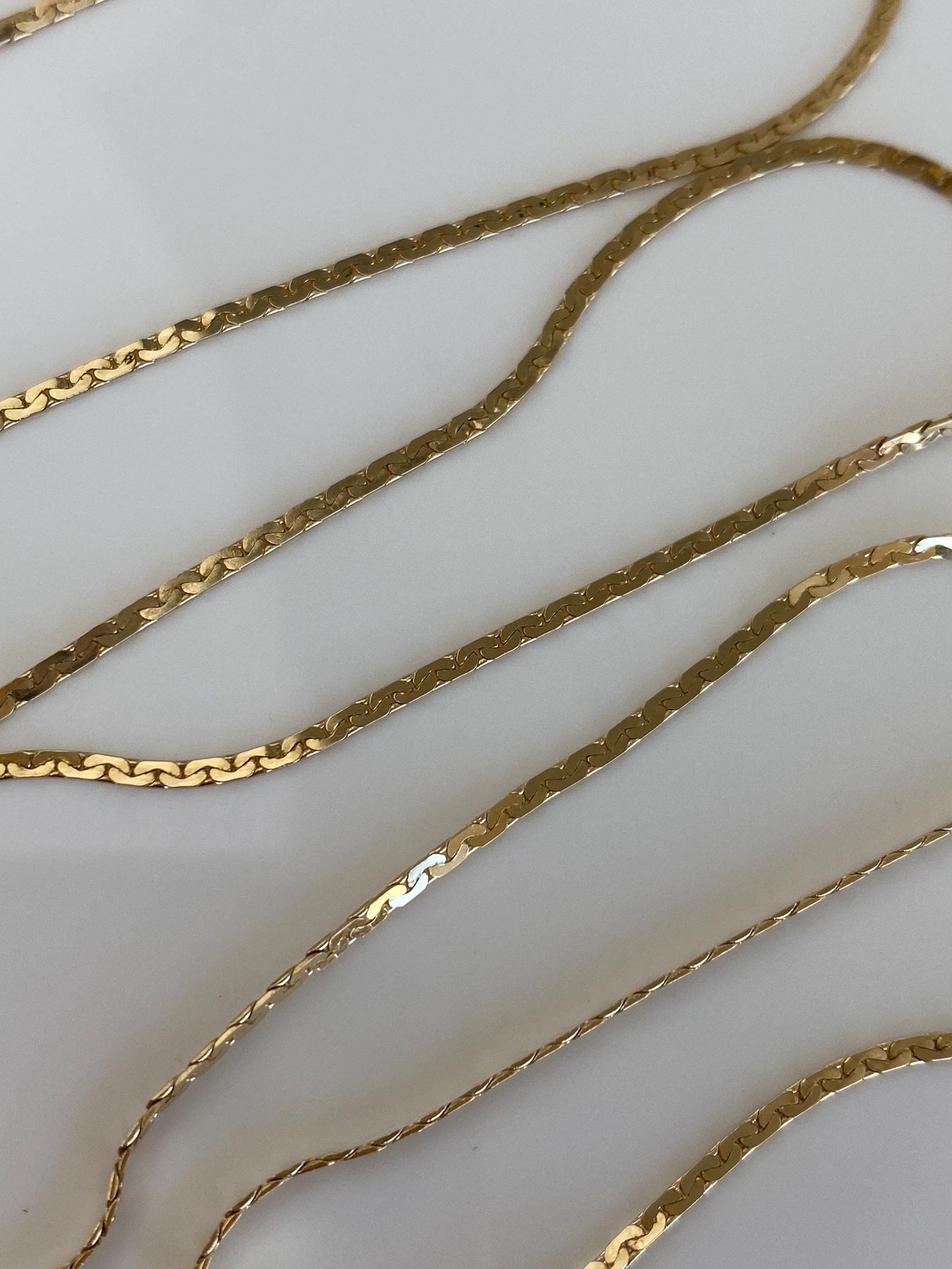 Vintage Solid 14k Yellow Gold Flat C Link Chain Necklace - 20 inches