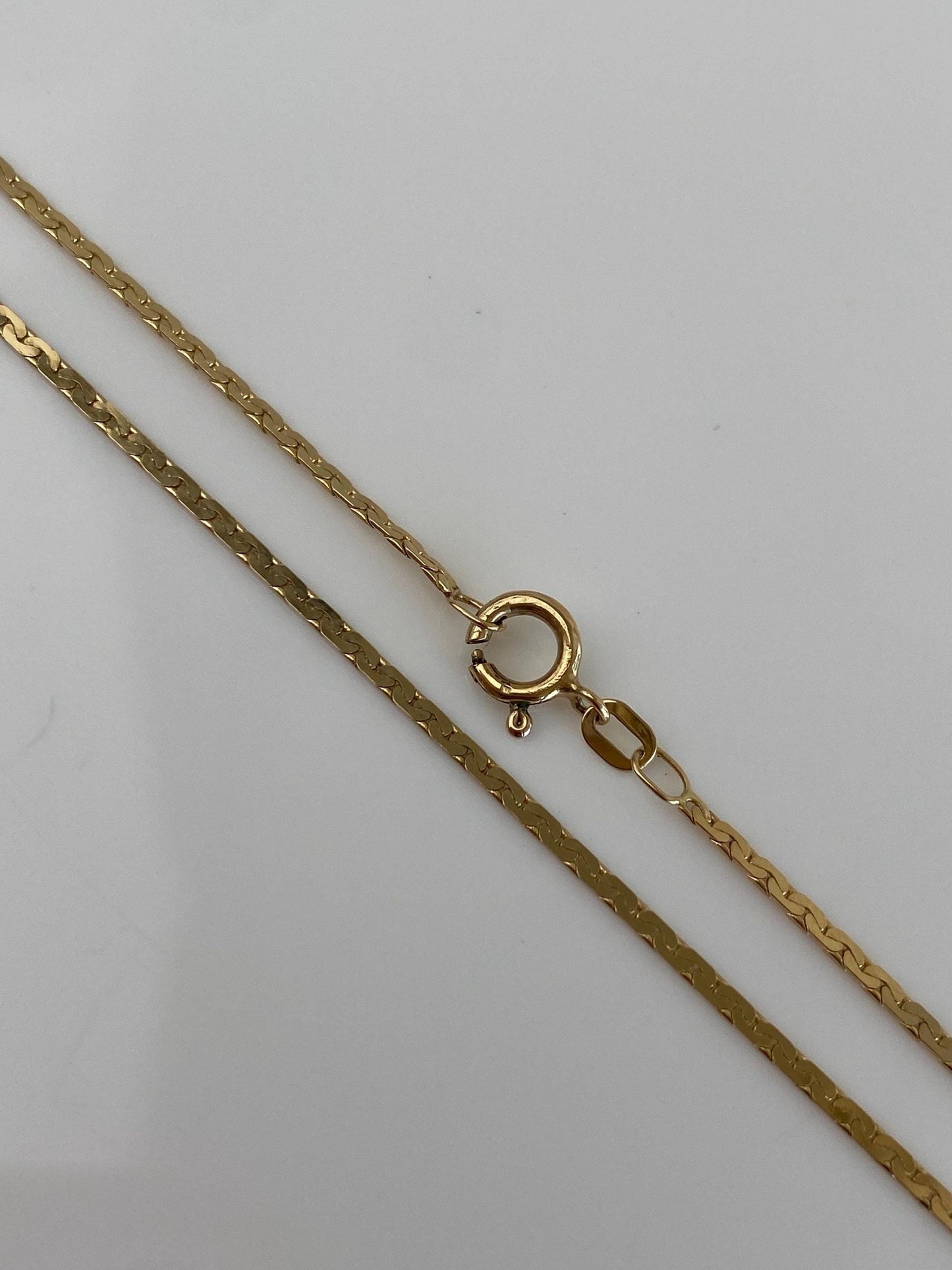 Vintage Solid 14k Yellow Gold Flat C Link Chain Necklace - 20 inches