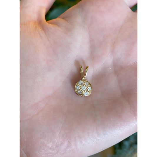 Vintage Solid 14k Yellow Gold Diamond Cluster Charm