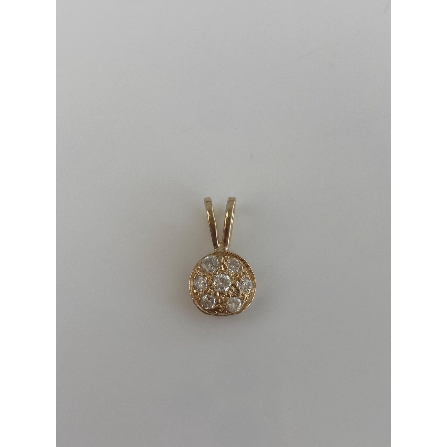 Vintage Solid 14k Yellow Gold Diamond Cluster Charm