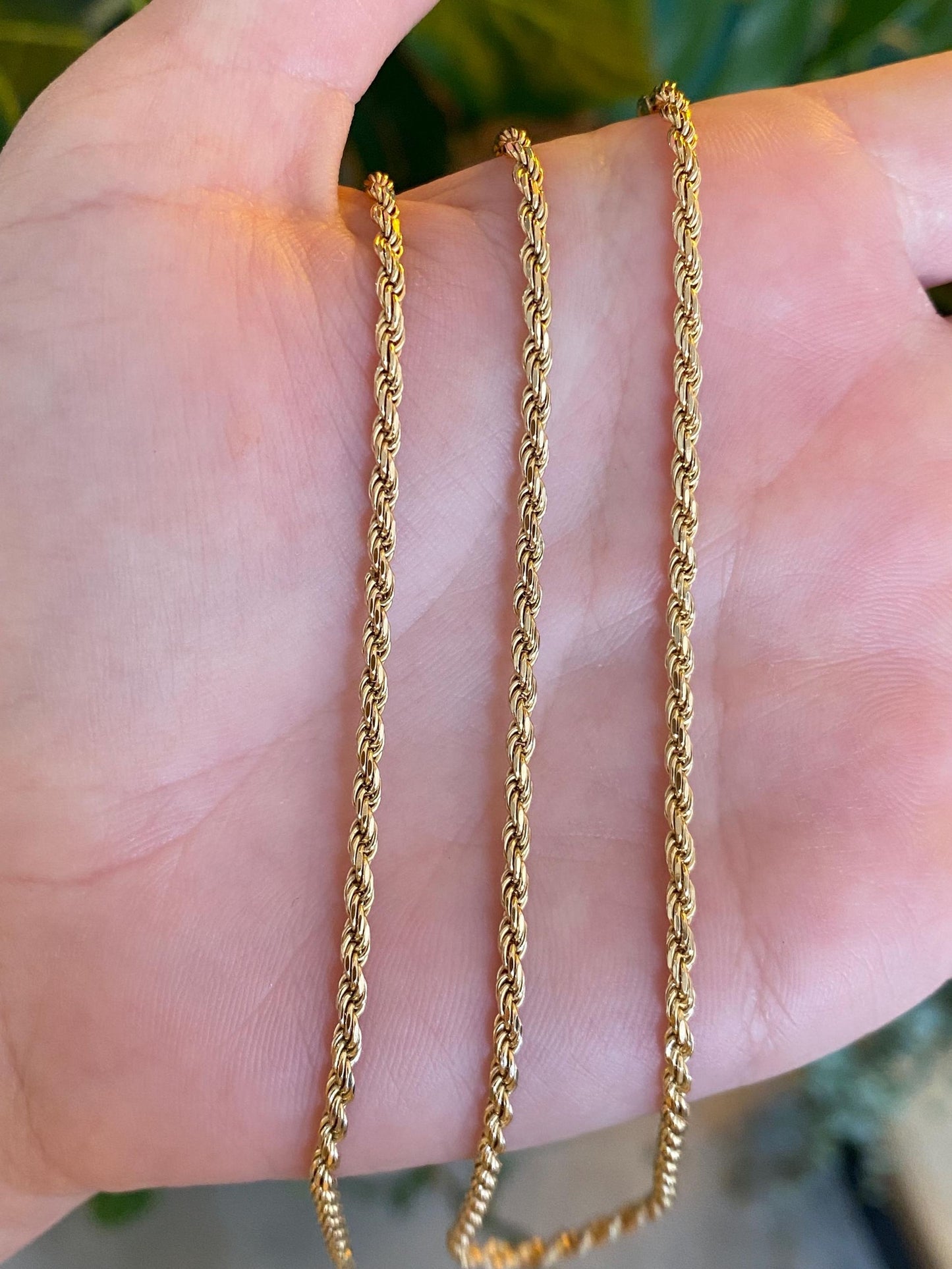 Vintage Solid 14k Yellow Gold Rope Chain Necklace - 21.5 inches